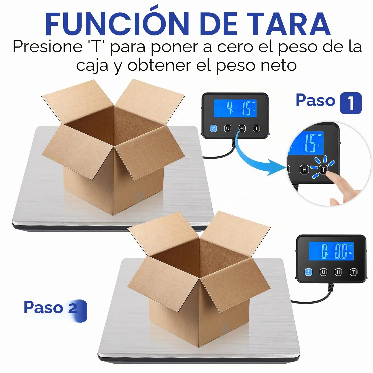 Báscula Digital 50g-200kg Balanza Postal con Función de Retención y Tara, Plataforma de Acero Inoxidable, Pantalla LCD