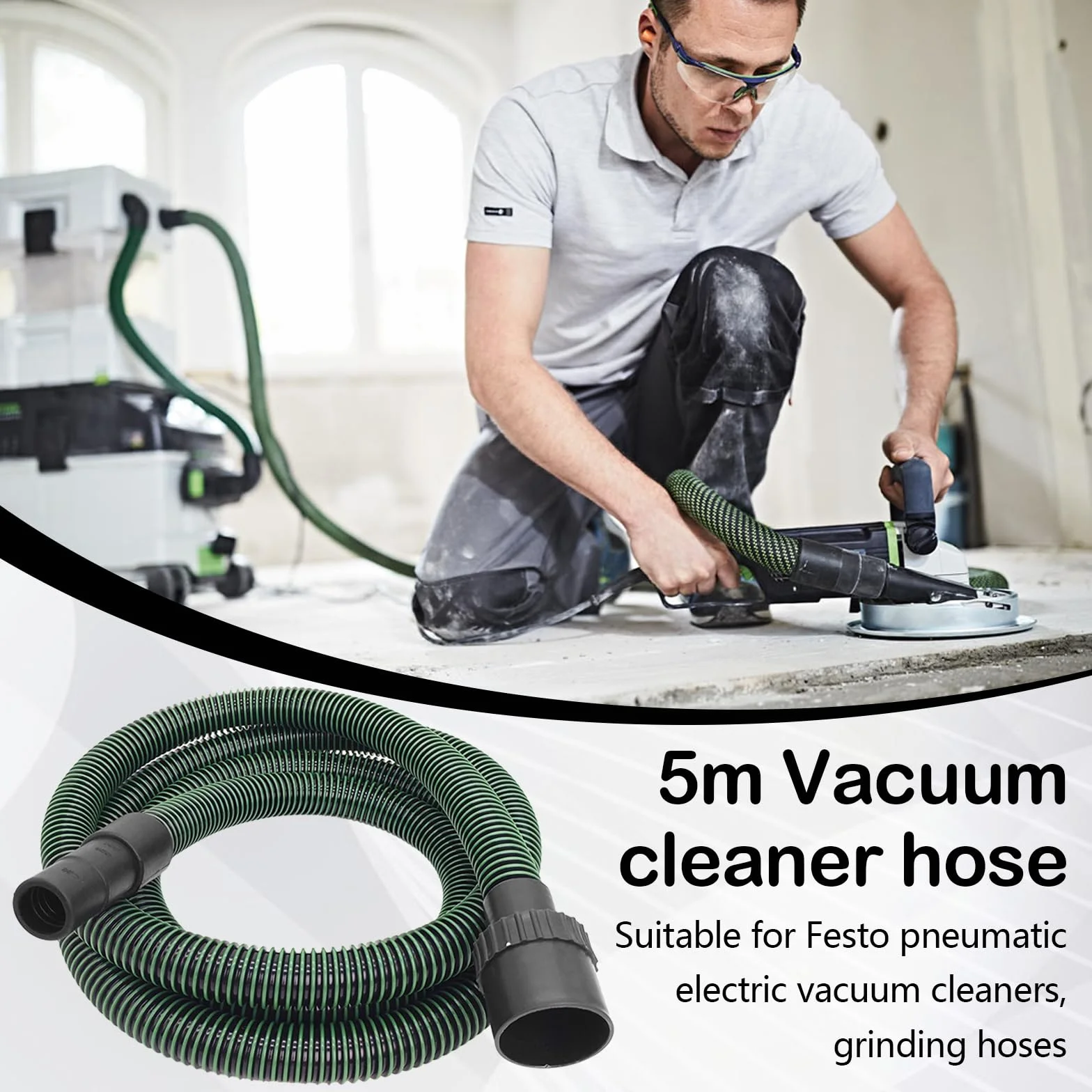 Manguera de Extracción de Polvo, 5M Manguera de Aspiración de 32 mm de Diámetro Antiestática D27 para Festool Accesorios para Aspiradoras CT 26/36/48 15/25, CT MI-NI y MI-DI