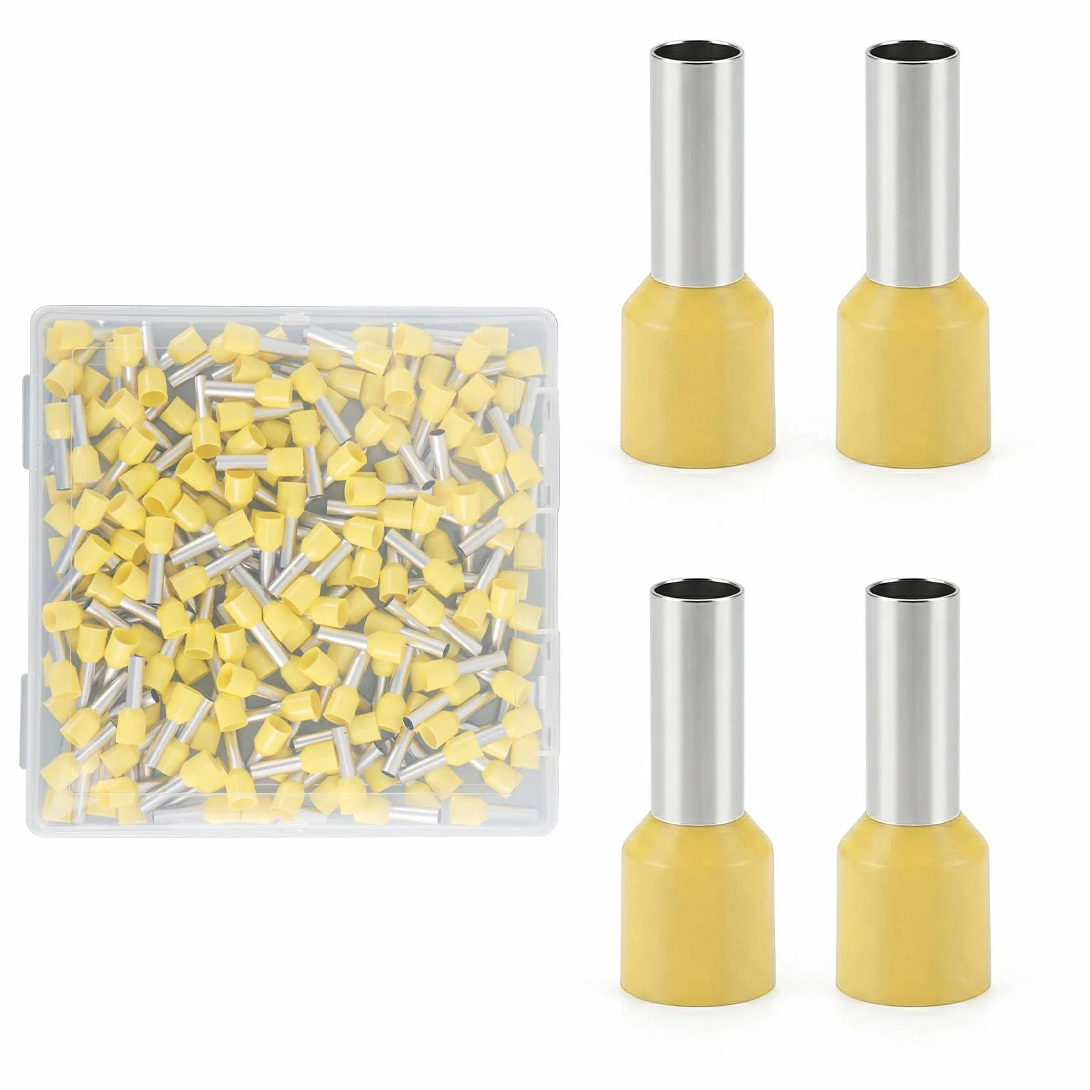Juego de Férulas para Cable 6mm²x12mm, Terminal del Extremo del Cable, Conector de Crimpado de Cobre Amarillo