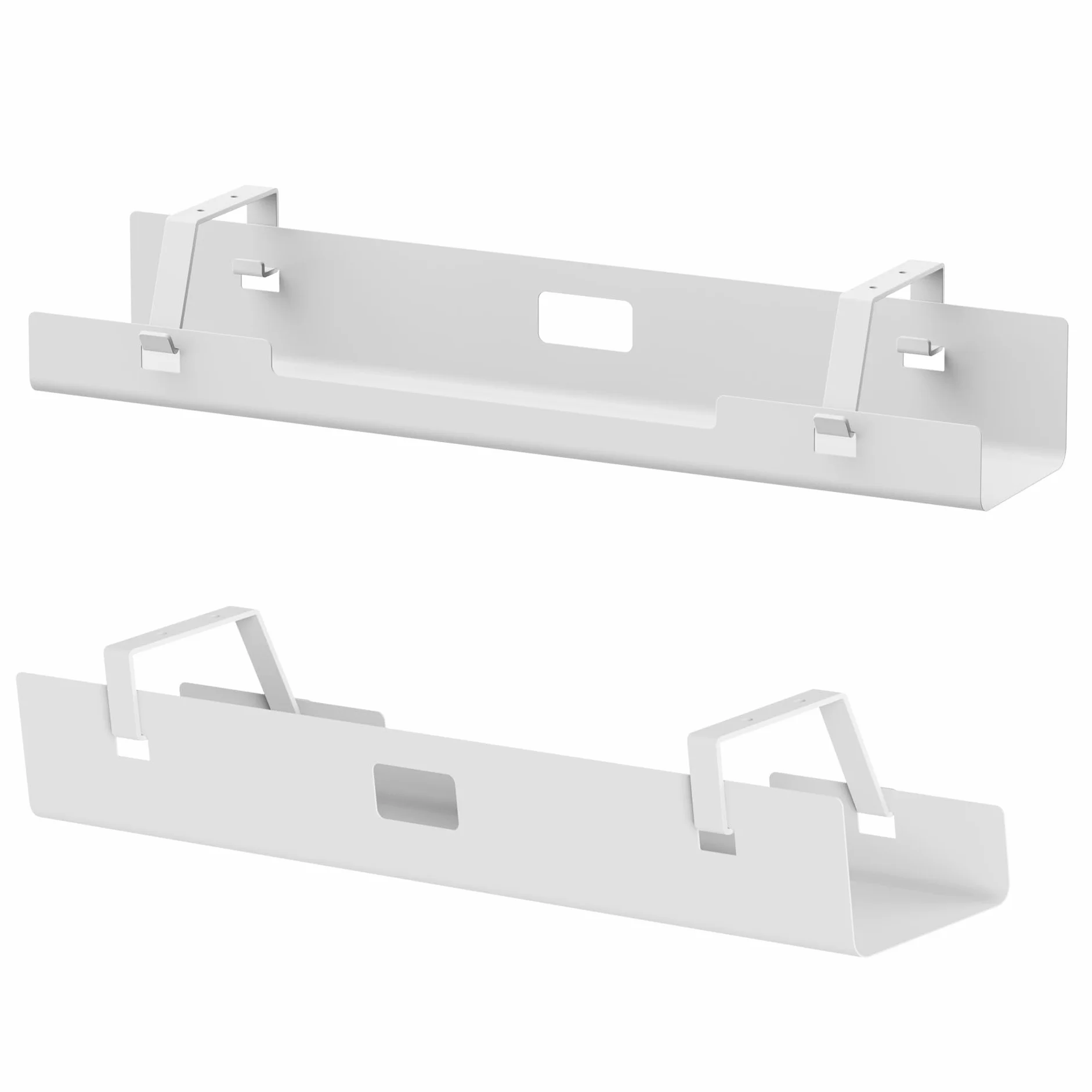 Mimoke Juego de 2 bandejas de gestión de Cables, 120 cm (2 x 60 cm), Bandeja para Cables de Acero para Escritorio, regleta, fácil de Montar, Ahorra Espacio (Blanco)