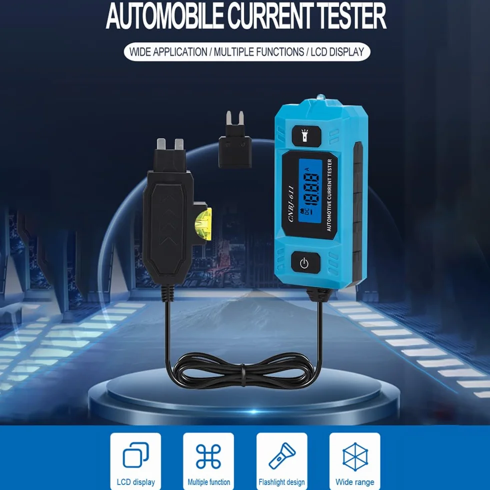 Yctze Probador de Corriente de Automóvil con Pantalla de Fondo de Retroiluminación LCD LED Light Car Sauge para la Detección de Corriente