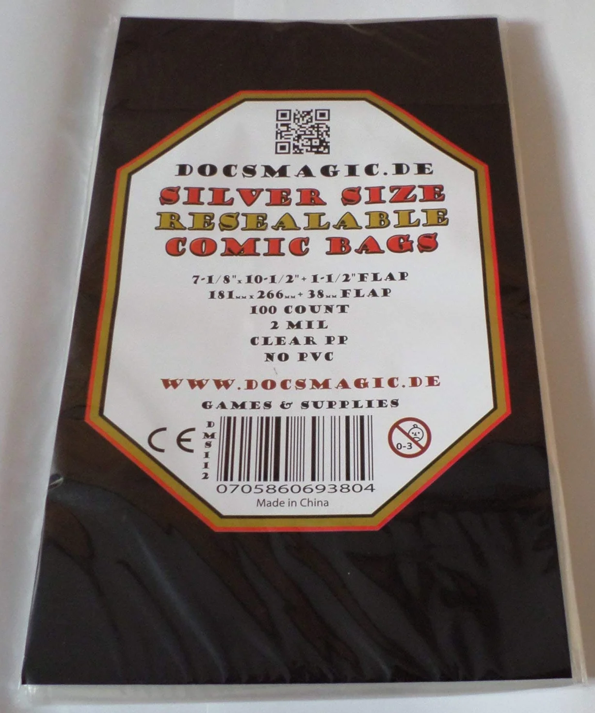 docsmagic.de 100 Silver Resealable Comic Bags + Backing Boards Combo Pack 181 x 266 mm
