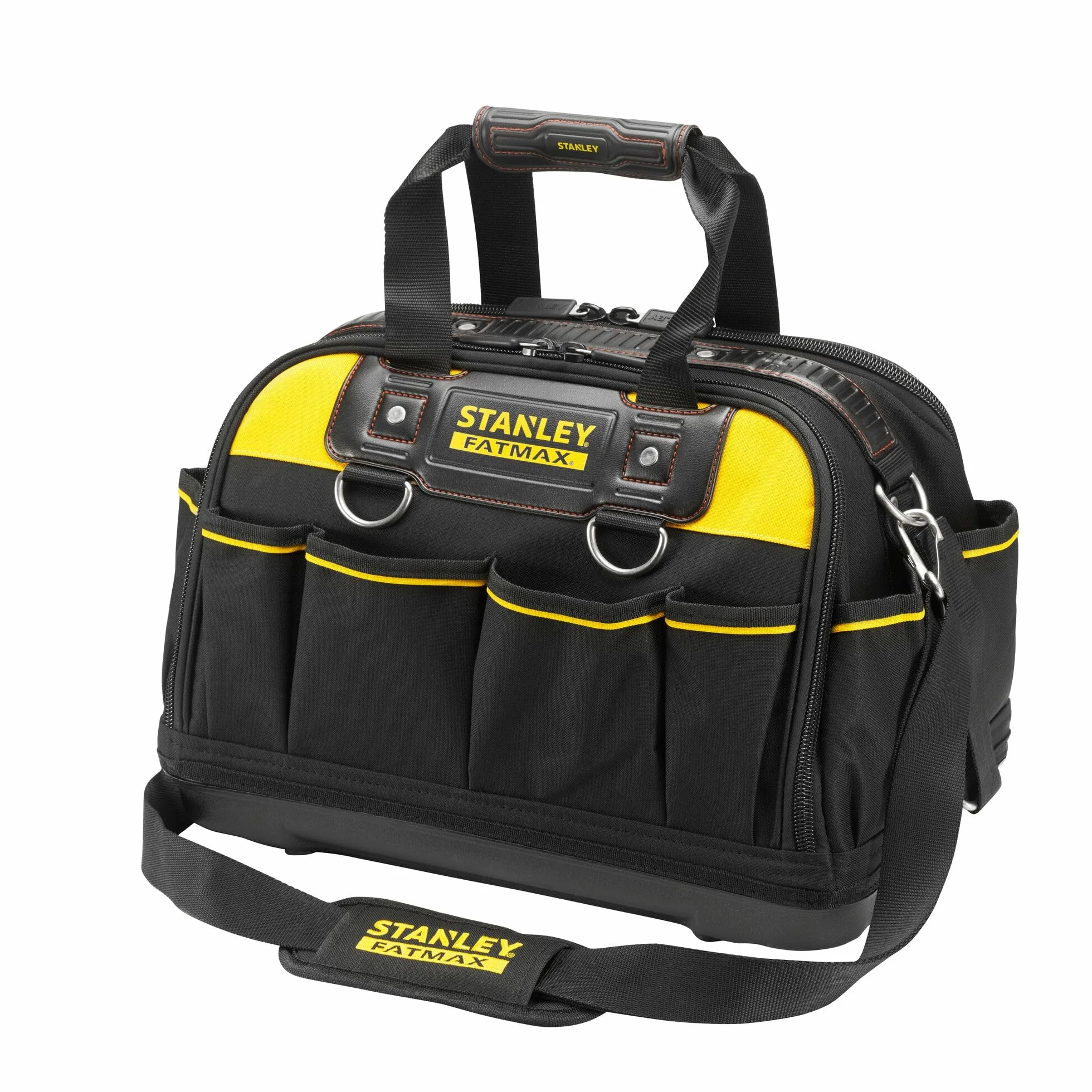 STANLEY FATMAX Bolsa de Herramientas Acceso Múltiple, Estructura Rígida, Tamaño 41x29x24 cm, Bolsillo frontal con cierre, Asa ajustable, Acceso a las herramientas, FMST1-73607