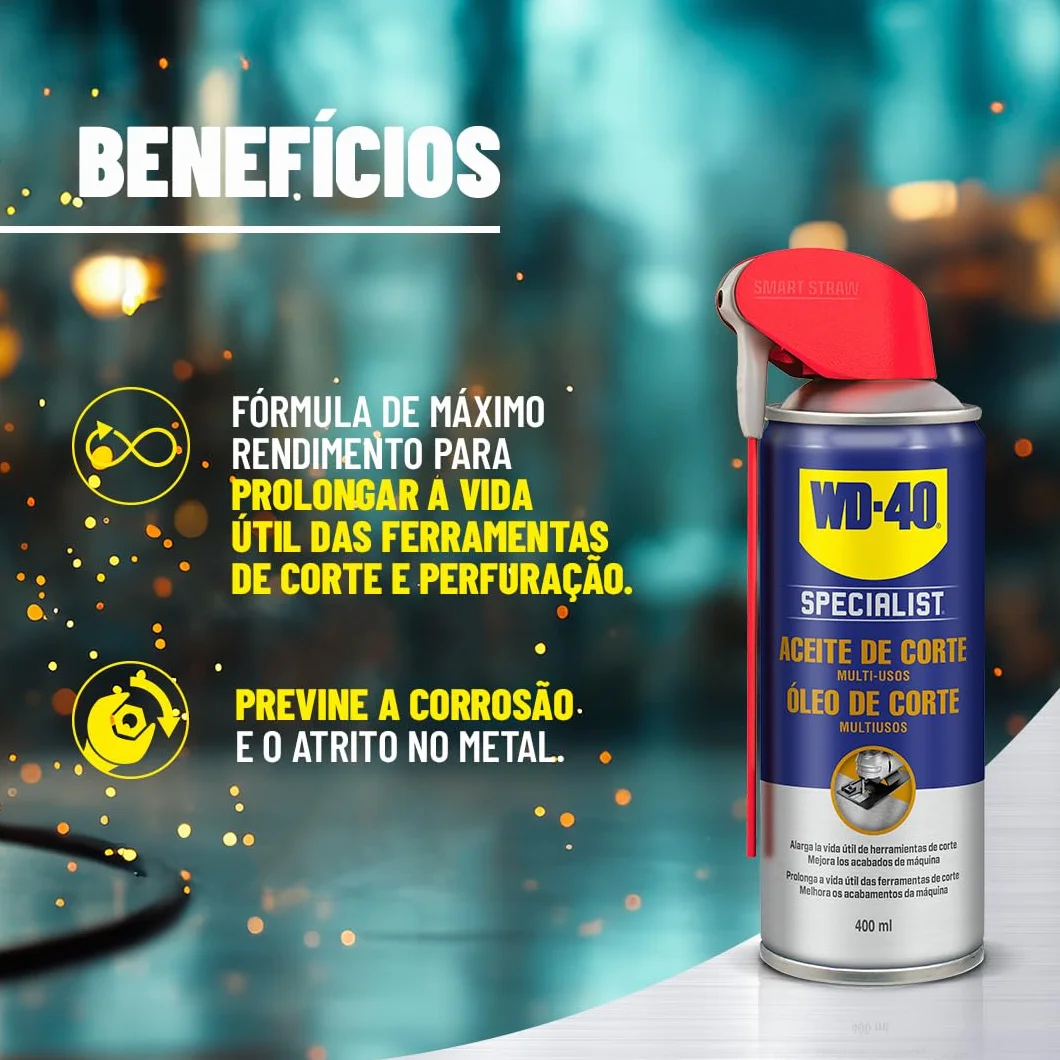 WD-40 Specialist - Aceite de corte - Aceite, maximiza la vida de los equipos de corte y perforación, taladros de columna y sierras - Pulverizador Doble Acción, Spray 360º - 400 ml