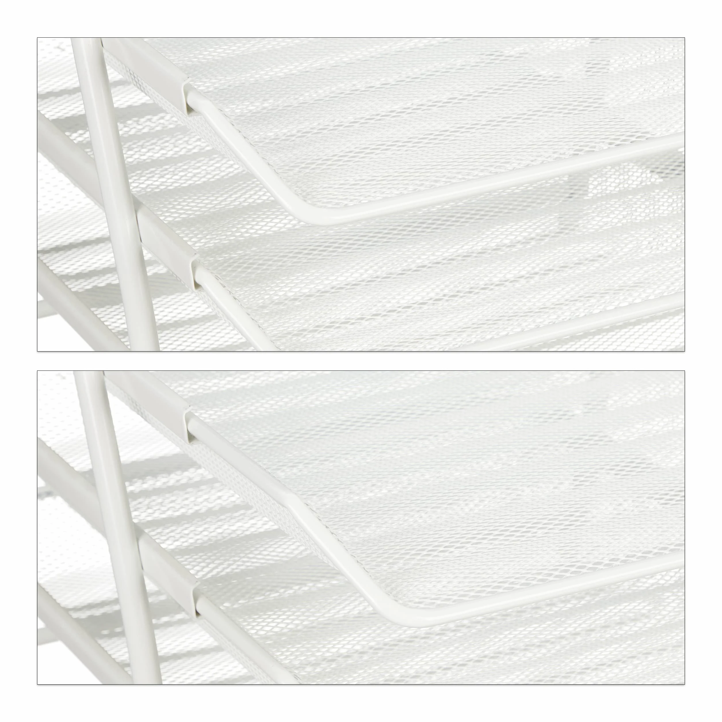 Relaxdays Organizador Oficina 3 Niveles, Bandeja Documentos Metal, Soportepara Papel A4, 26,5x29,5x35,5 cm, Blanco