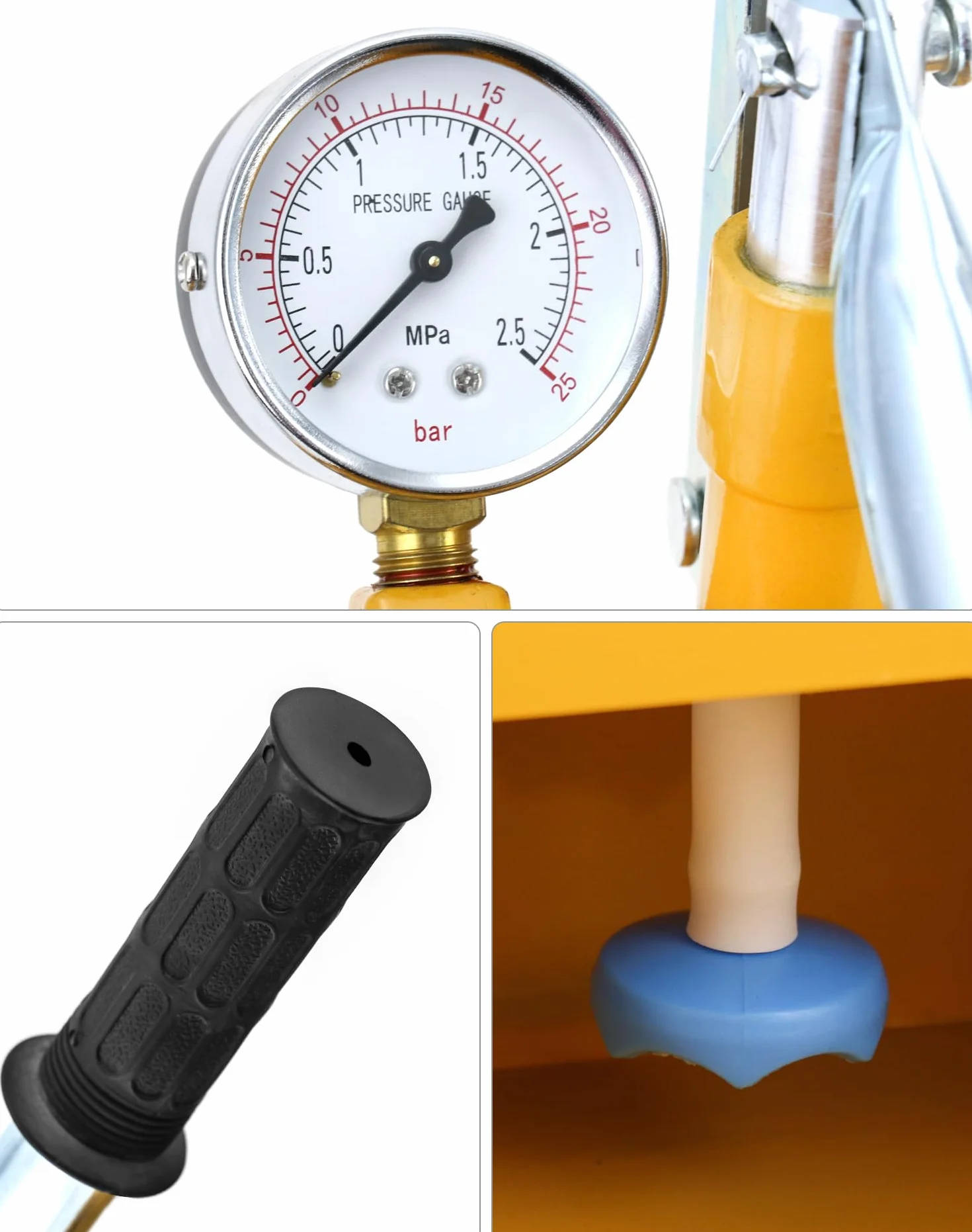 Bomba de presión manual 25bar QWORK para prueba de tuberías