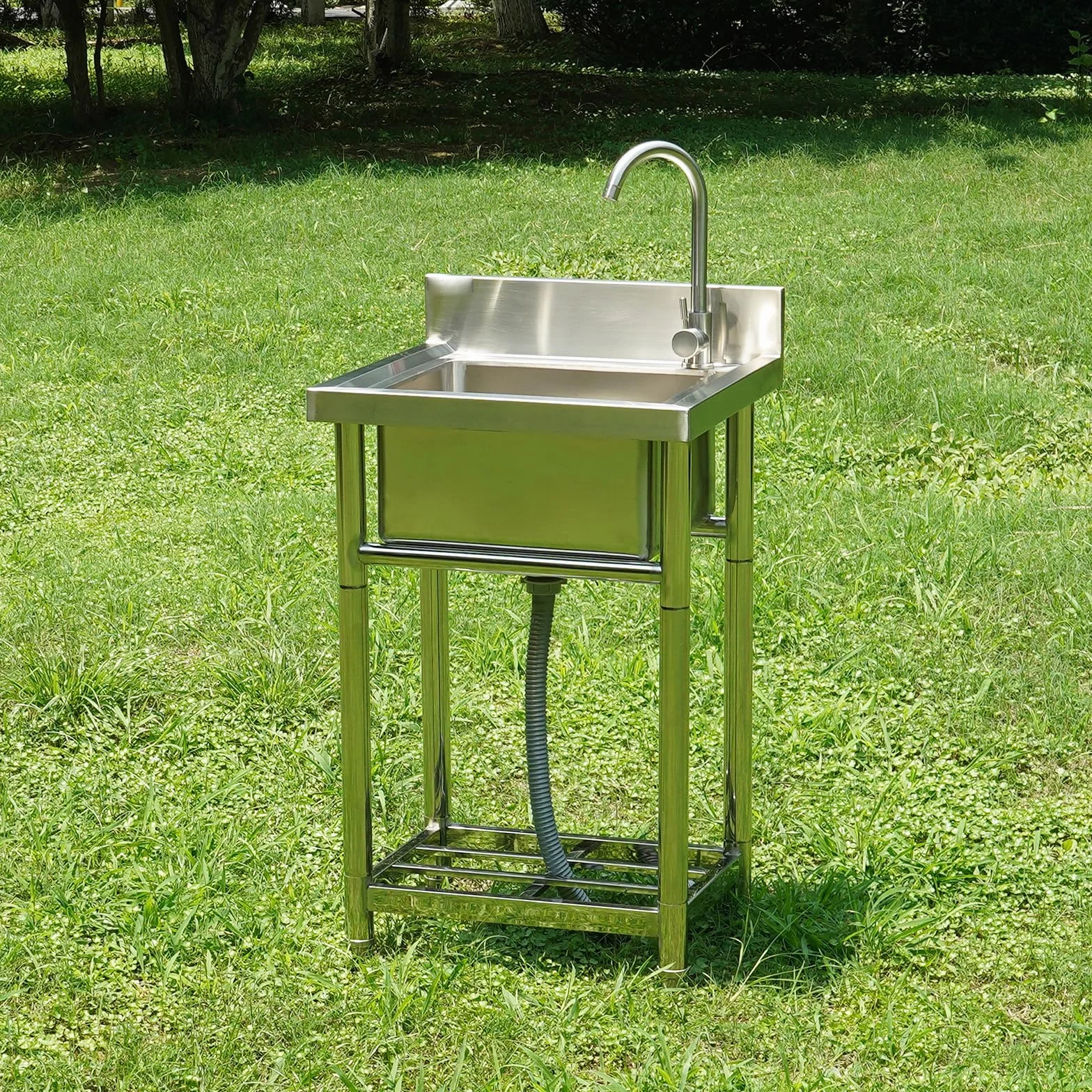 VEVOR Fregadero Utilitario de Acero Inoxidable, Fregadero Pequeño Independiente de 1 Compartimento que Incluye Grifo y Patas, Fregaderos Comerciales de un solo Tazón de 410 x 330 x 220 mm