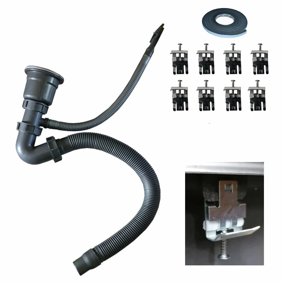 116 x 50 Fregadero de Cocina Empotrable, Acero Inoxidable 304 con Grosor 0,8 mm, Cuadrado 2 Cuencos (Estante Derecho)