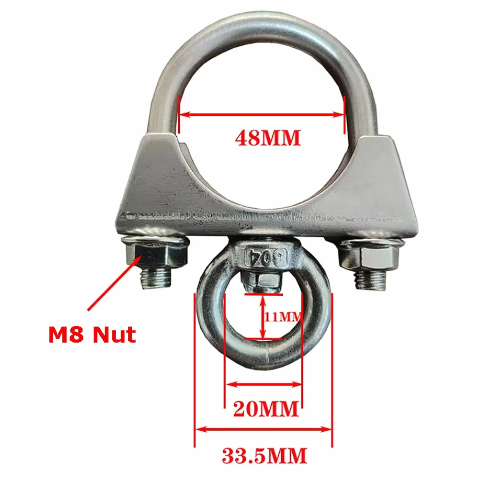 Abrazaderas para tuberías de acero inoxidable 304 con anillos elevación redondos giratorios, 4 juegos soportes para, ganchos fijación, abrazaderas cilíndricas(48MM)