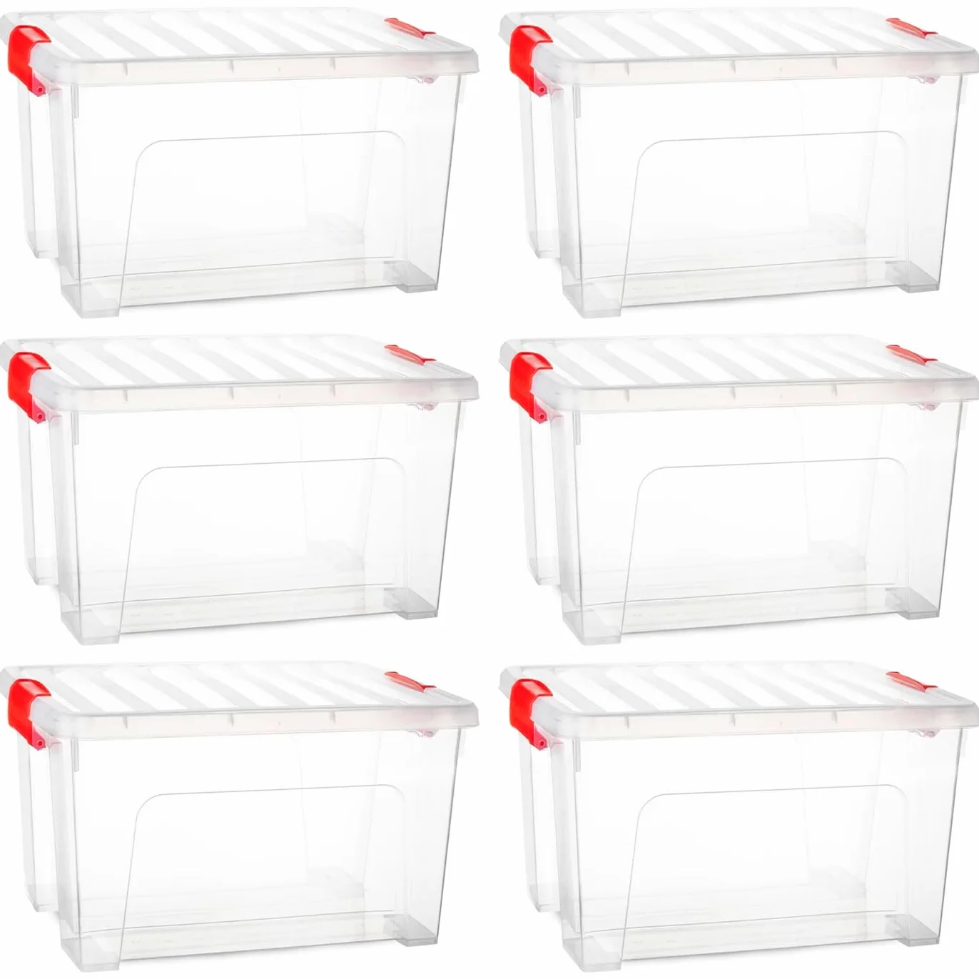 Acan Tradineur - Pack de 6 Cajas de almacenamiento KLIP K2 - Fabricado en plástico - Contenedor para almacenar Libros, ropa, mantas - 34,5 x 43,5 x 25 cm - 25 Litros