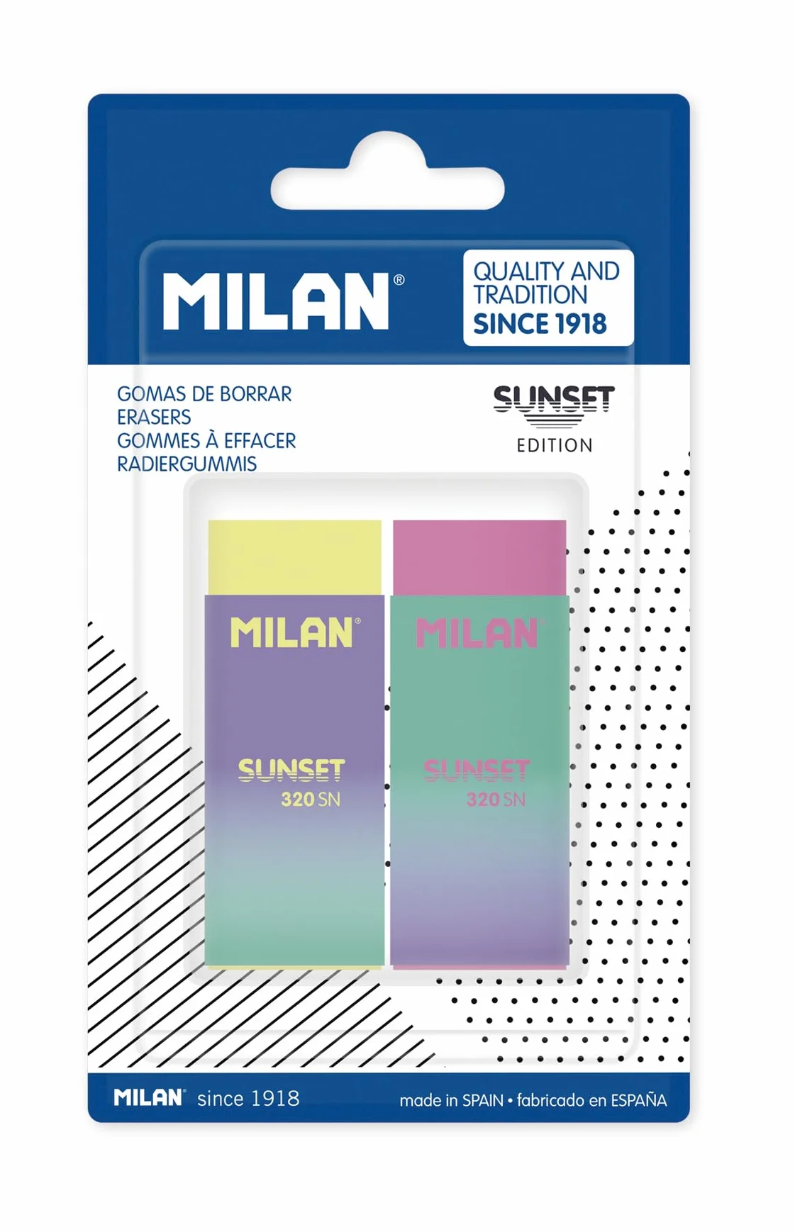 MILAN Blíster 2 gomas nata 320, serie Sunset