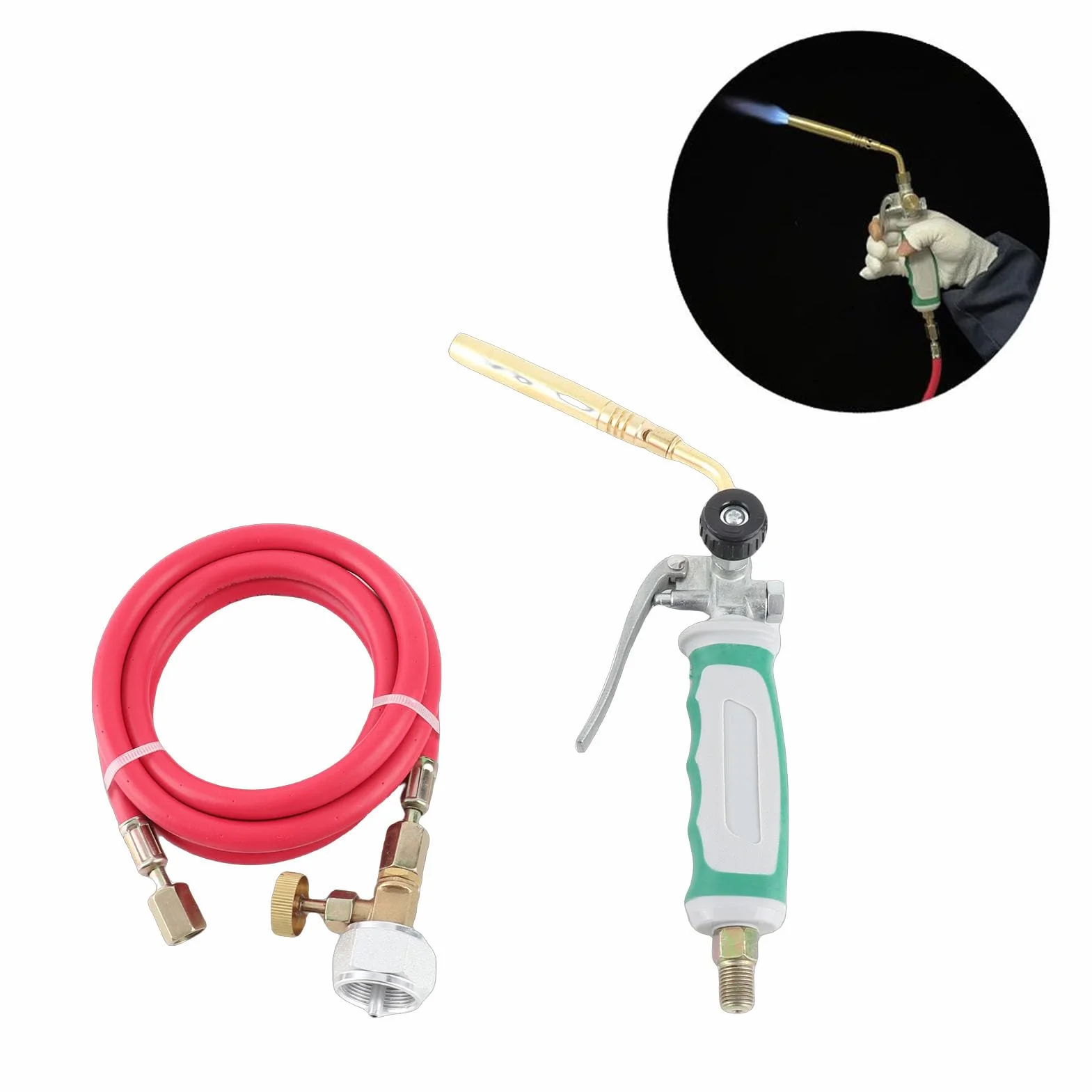 Kit de Soldadura de Soplete de Propano Mapp Cabeza de Soplete de Propano con Manguera de 1,6 M para Soldadura de Gas