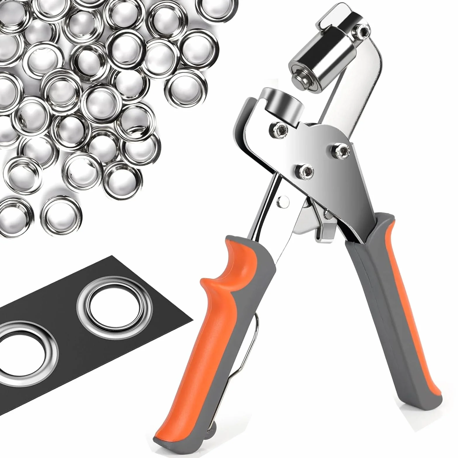 Alicates para Ojetes para Lonas y Tejidos - Juego de Alicates Profesionales para Ojetes con 500 Ojetes (Ø 10mm), Ojetes Metalicos Alicates Magnéticos para Perfecto para Cuero, Cinturones, Toldos
