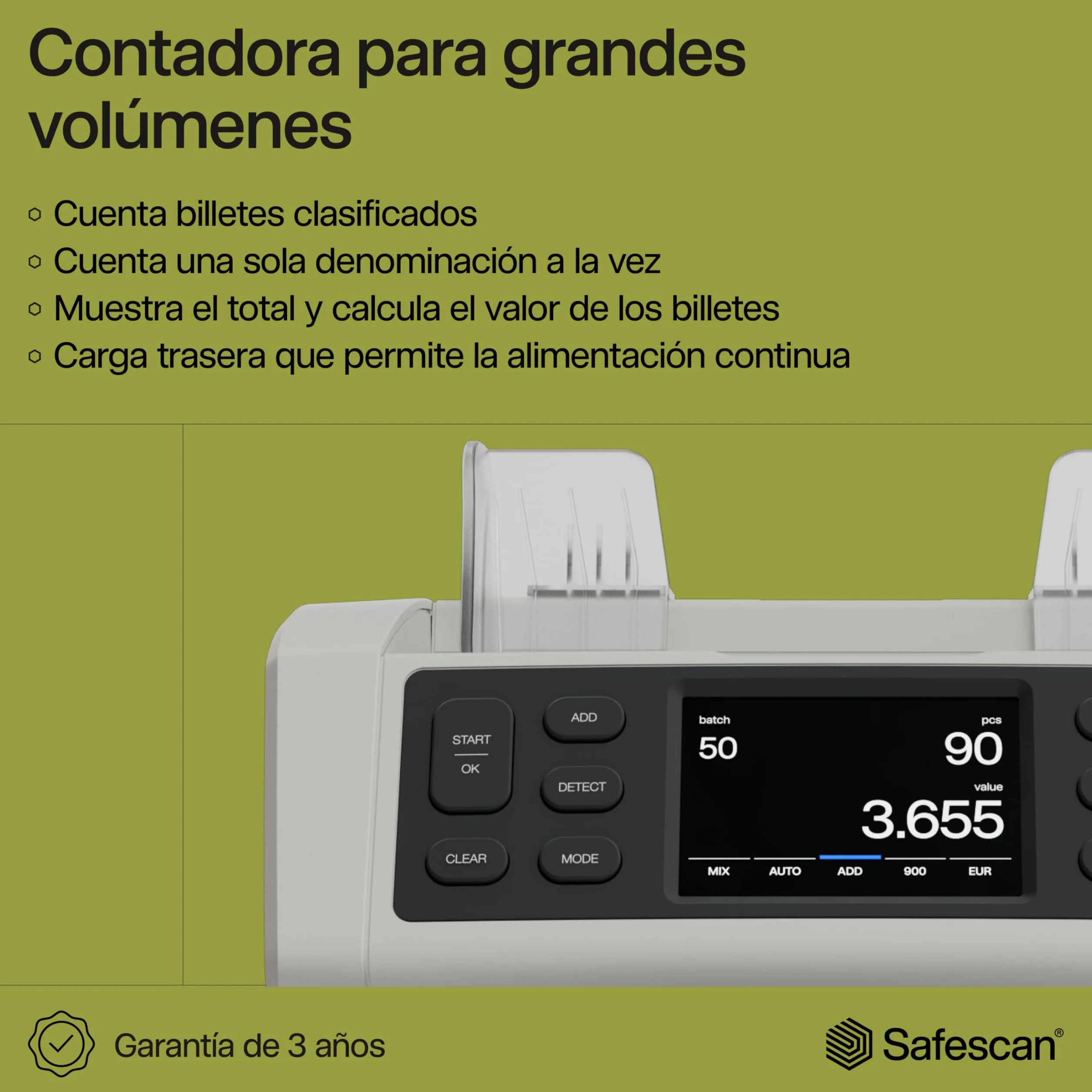 Safescan 2850 Contadora de billetes clasificados detectora de billetes falsos 3 puntos máquina contar billetes interfaz multilingüe