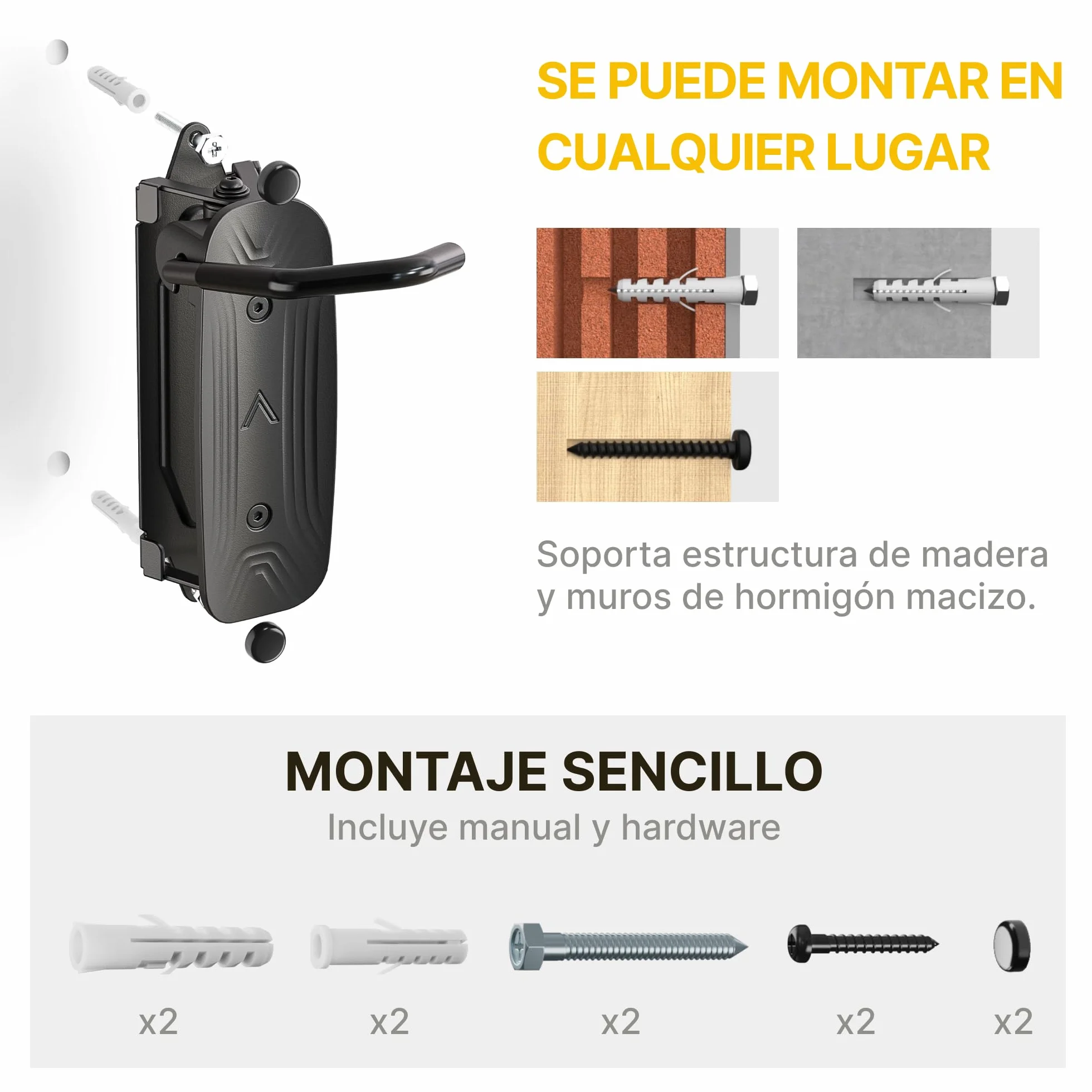 monTEK Soporte Bicicleta Pared Giratorio, Colgador Bicicleta para Garaje, Soporte Vertical para Bicicletas MTB y Carretera, Ahorra Espacio