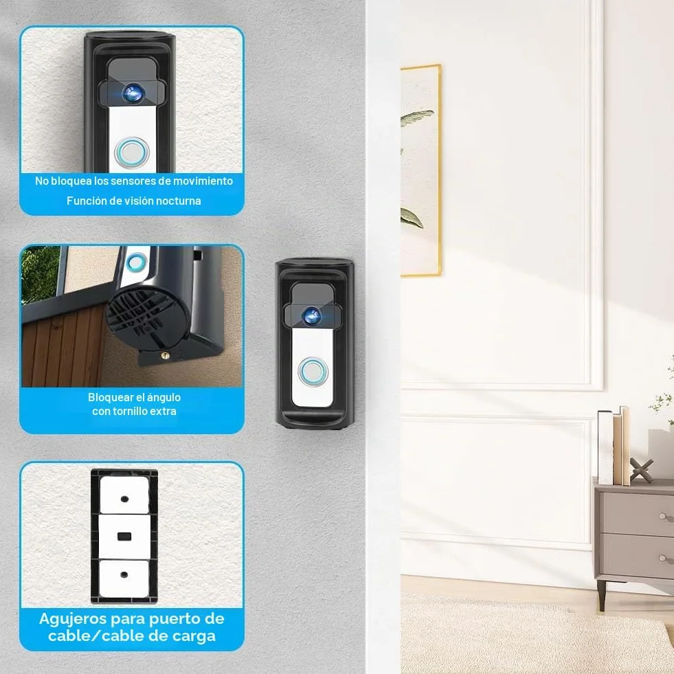 Timbre de la Puerta de Soporte, Video Timbre de la Puerta de Soporte, Timbre de la Esquina Adaptador, Compatible con Video Doorbell Wired Pro2 Plus/3/2/1