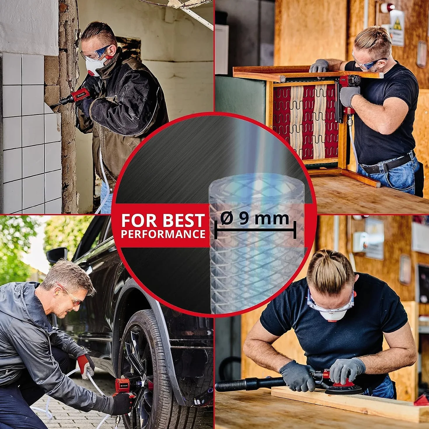 Einhell Lijadora de barra de aire comprimido TC-PP 220 (6.3 bar, 128 L/min, equipo de aire comprimido para el lijado, pulido, grabado y desbarbado, incl. 10 muelas, maletín de transporte, sin aceite)