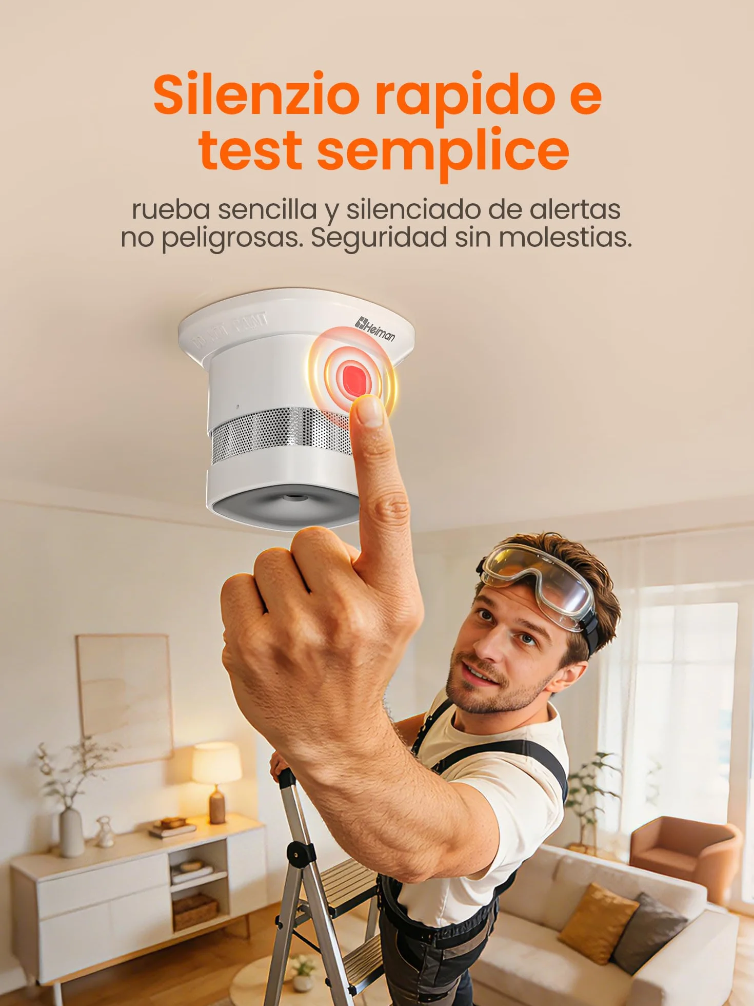 Heiman HS1SA-Z Zigbee Smart Detector de humo - Alta sensibilidad, fácil instalación, botón de prueba y silencio, 5 años de duración de la batería