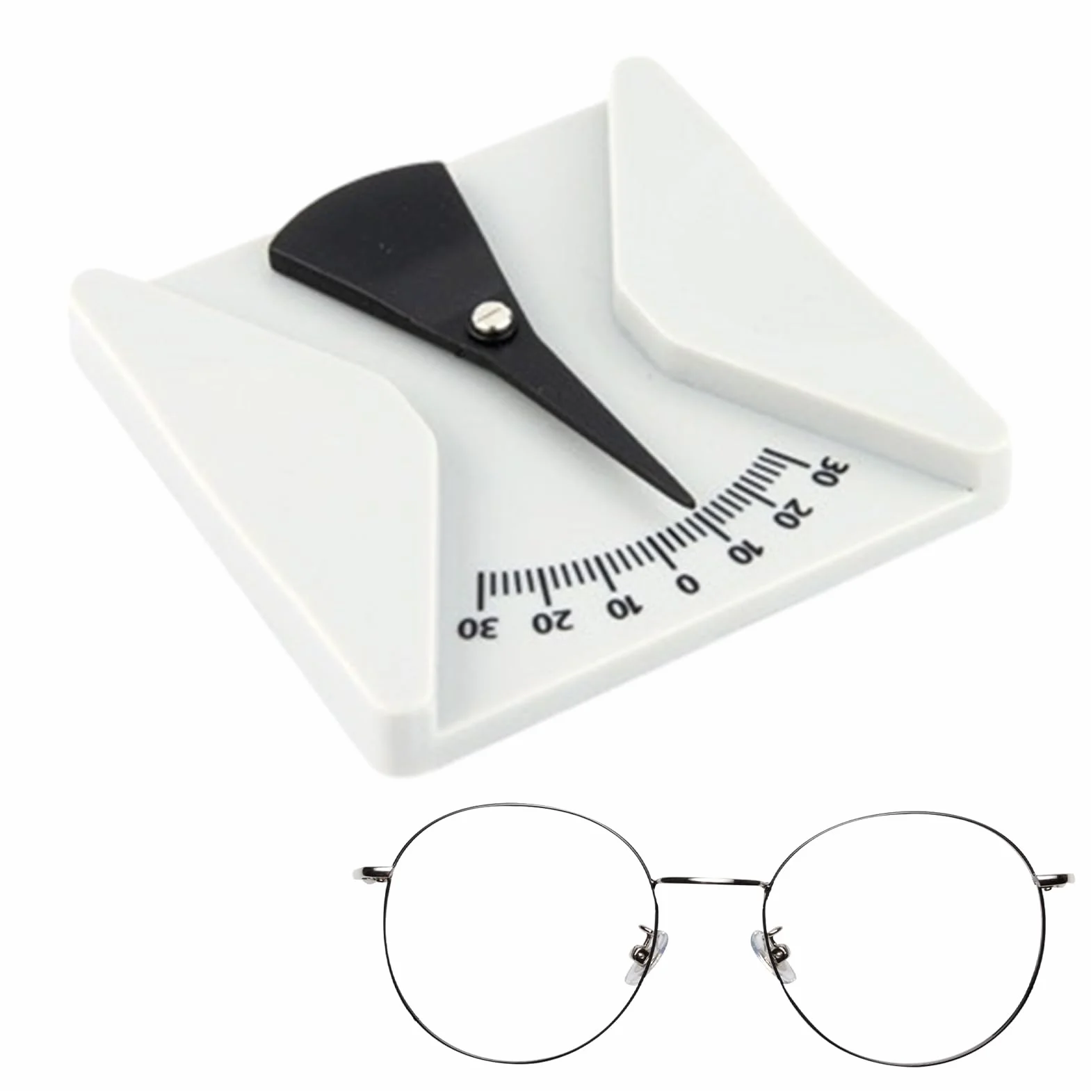 Medidor de gafas – Regla de ángulo pantoscópico, herramienta de calibración óptica, inclinómetro duradero, escala transparente de fácil lectura | Medidor de gafas para técnico de taller de reparación