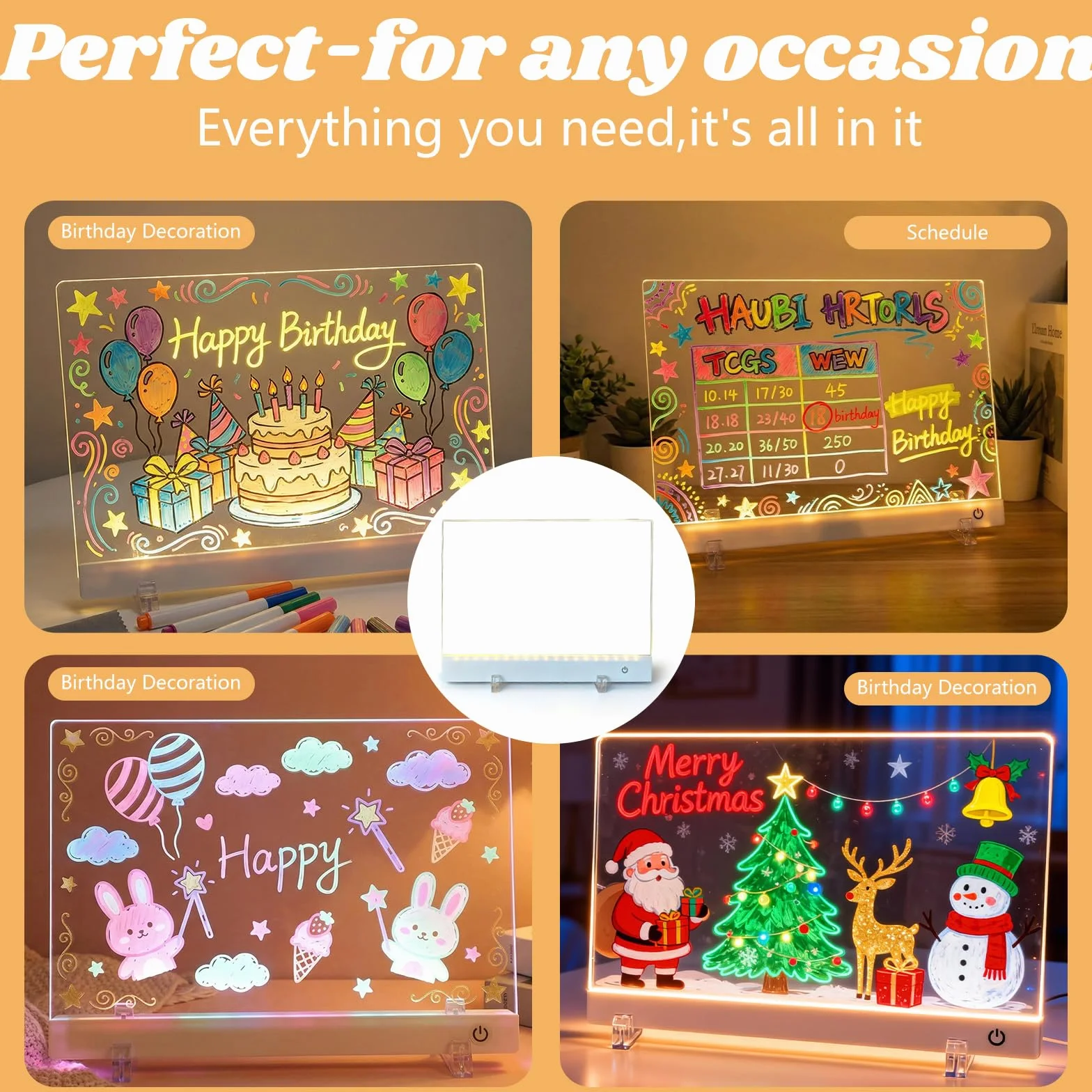 Tablero acrílico luminoso LED mensaje 12 colores bolígrafo regalo niños adolescentes