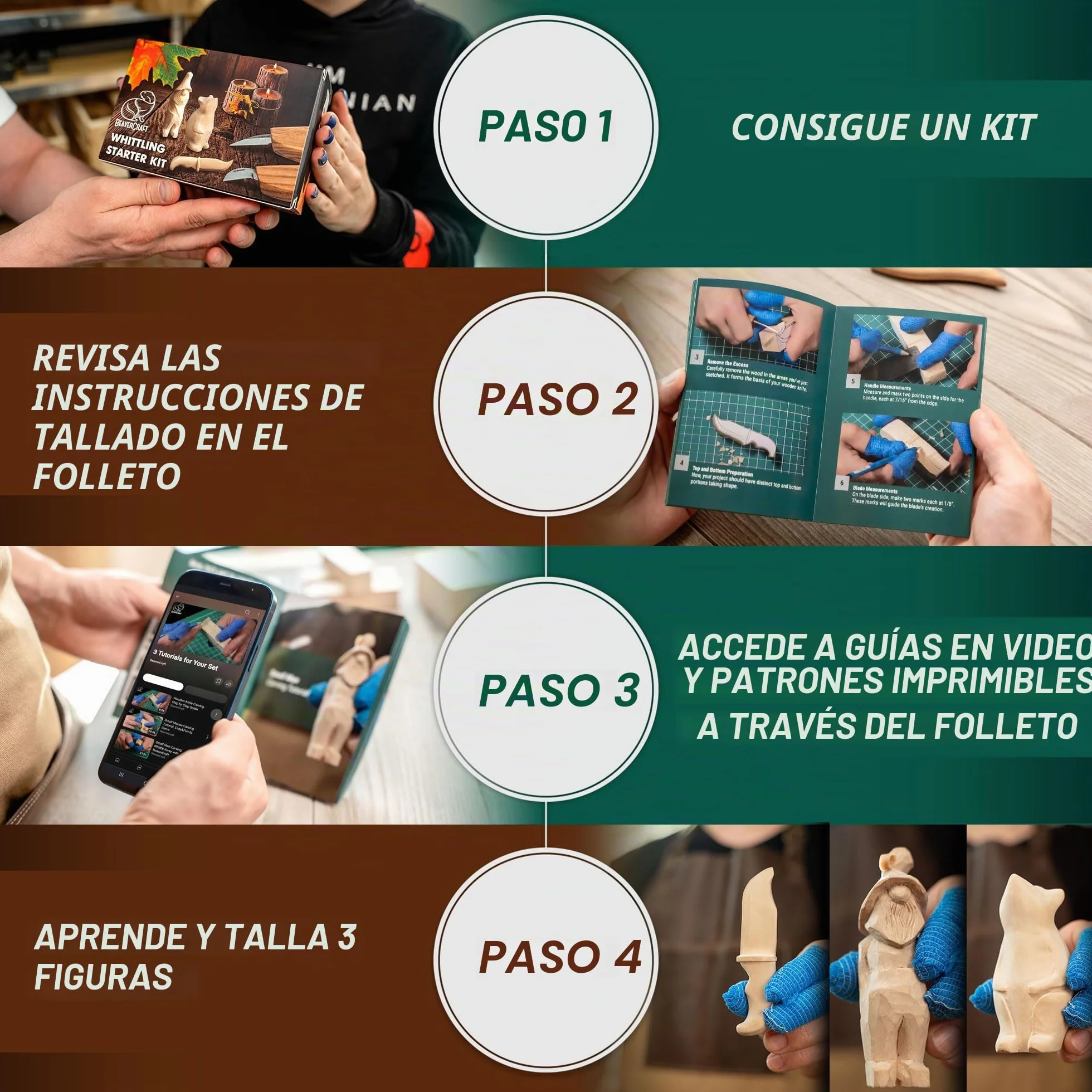 BeaverCraft S16 Juego de Tallado en Madera para Niños Principiantes Cuchillos Sloyd Detalle Bloques Tilo