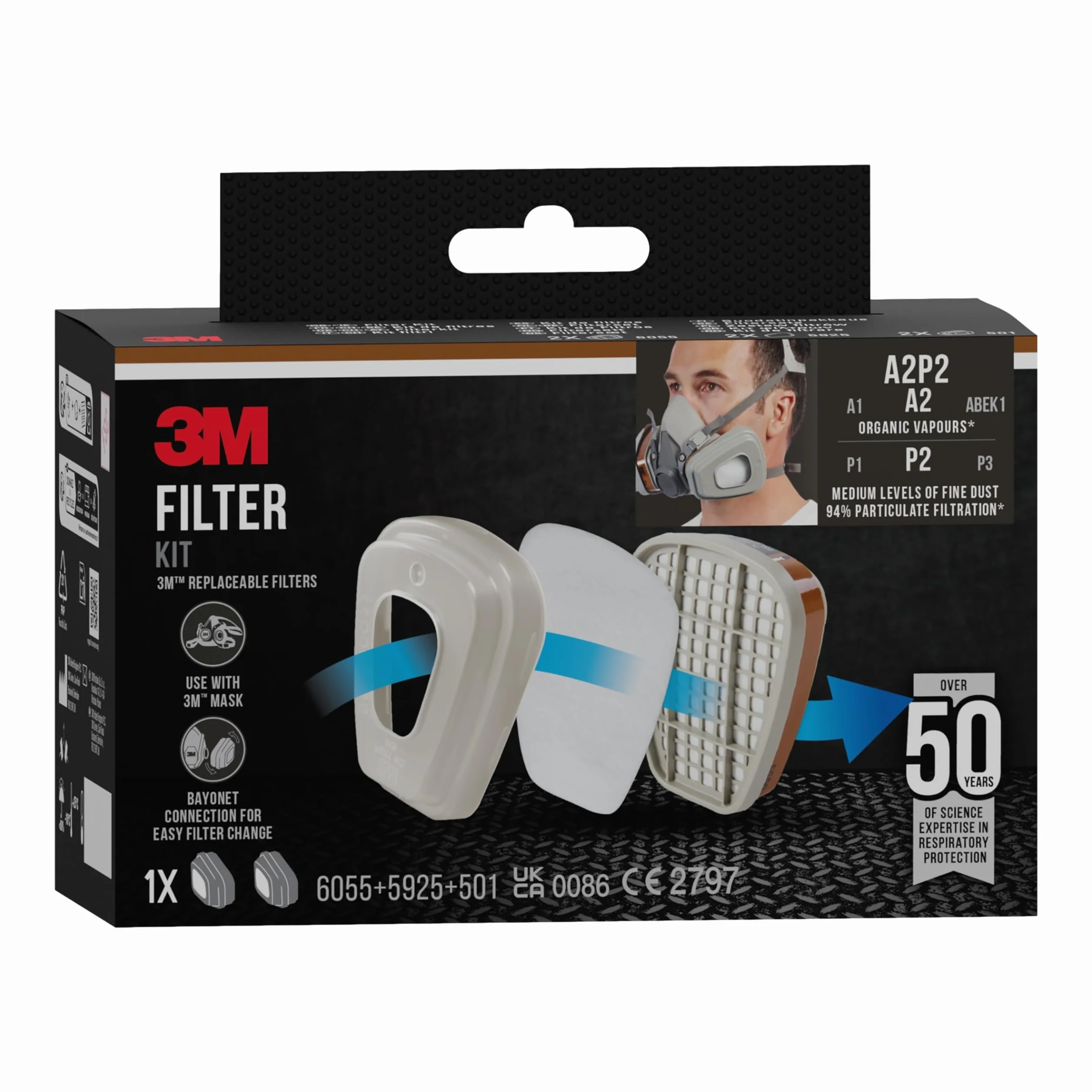 3M xA004838026 Repuestos para Media Máscara, Marrón y Gris