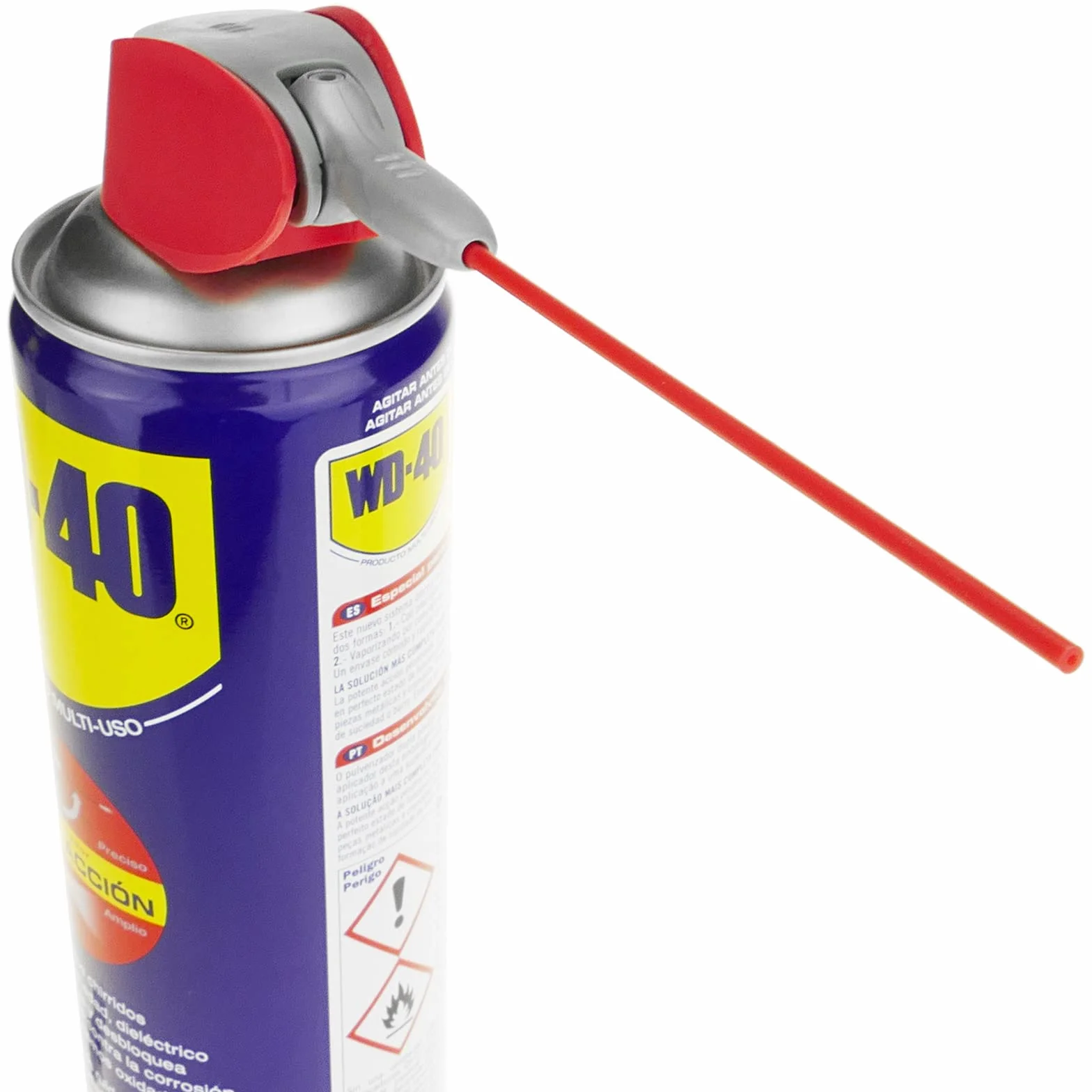 WD-40 34198 Producto Multi-Uso Doble Acción - Spray 500 ml - Aplicación Amplia o Precisa, Lubrica, Afloja, Protege del Óxido, Dieléctrico, Limpia Metales y Plásticos y Desplaza la Humedad
