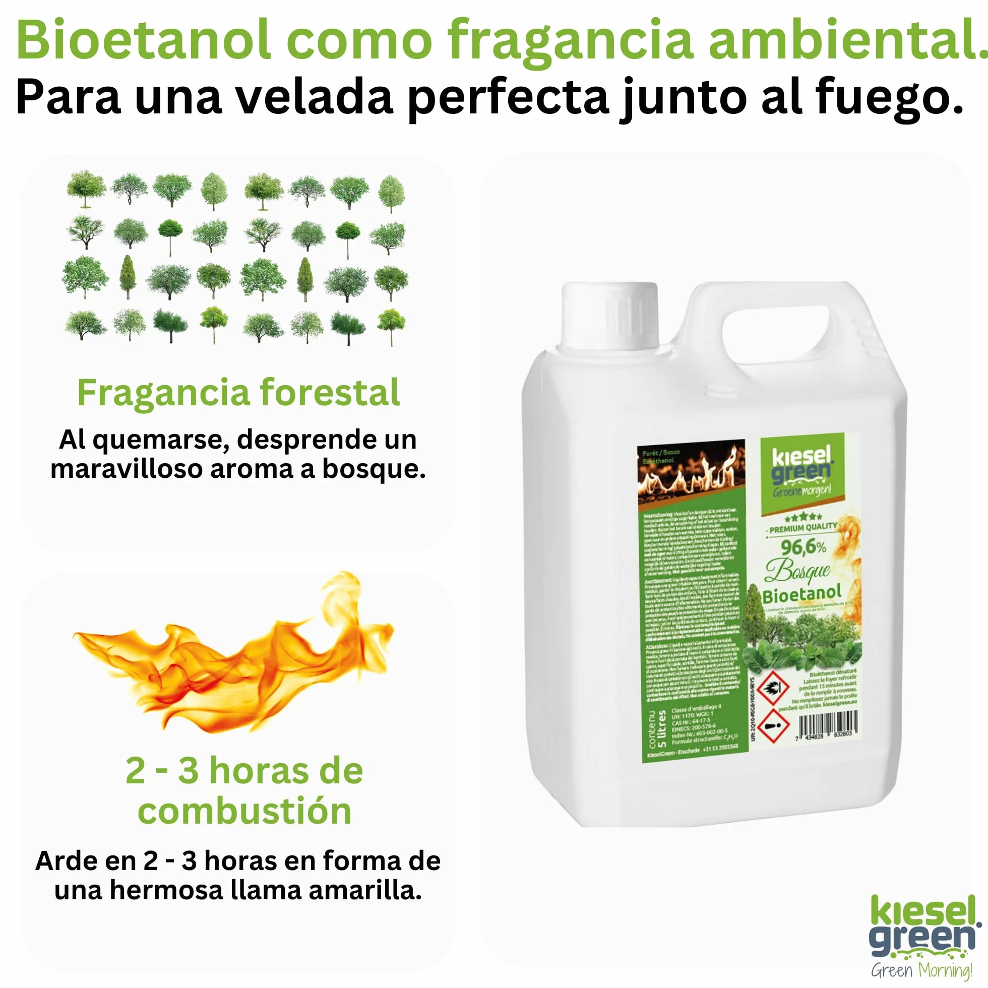 Bioetanol 5 Litros con Fragancia para Chimenea de Etanol, Bioalcohol Ambiente