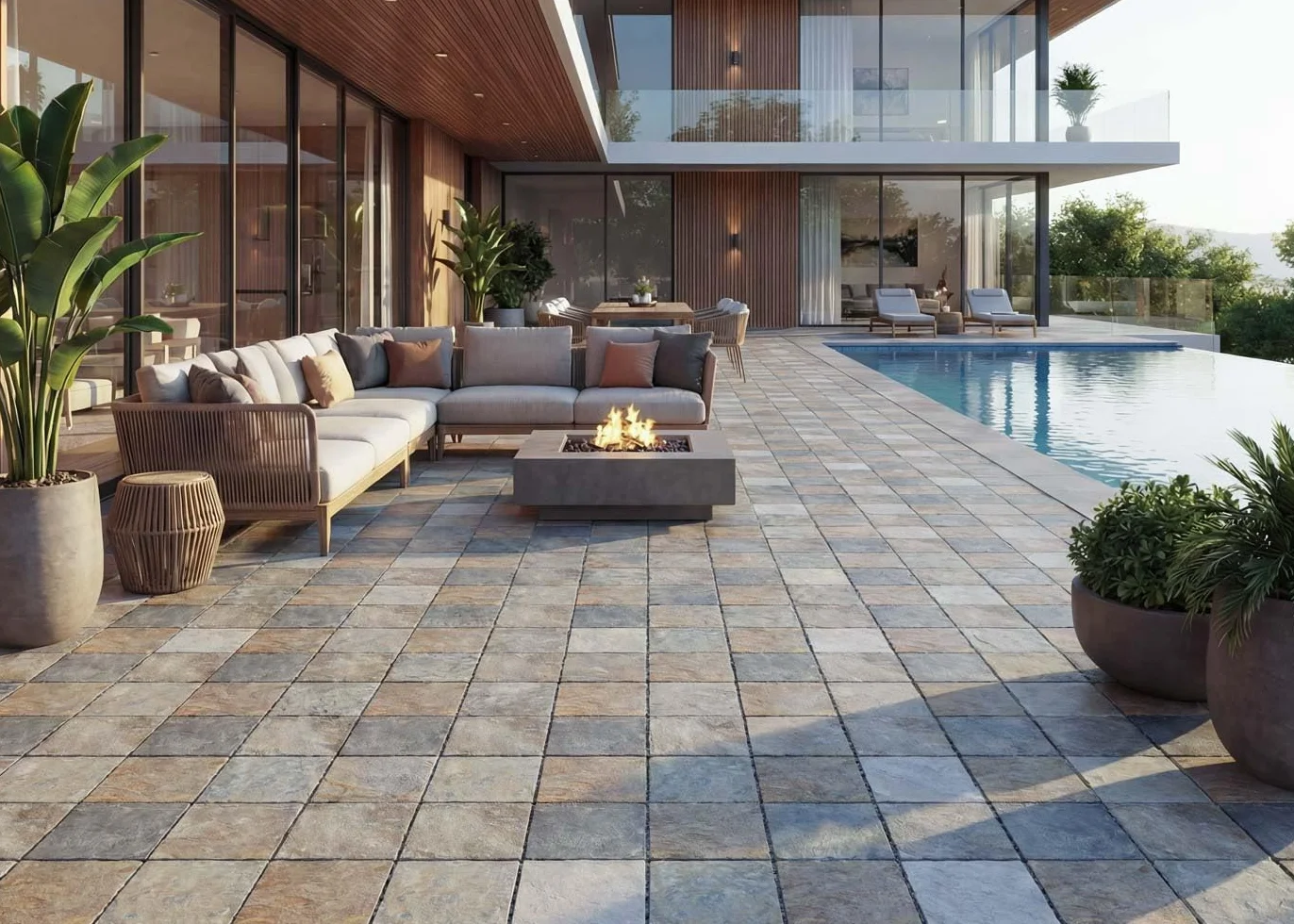 Baldosa de piedra HWC-E18, baldosa de suelo baldosa encajable balcón/terraza piedra natural, 11x de 30x30cm = 1m² - Granito multicolor