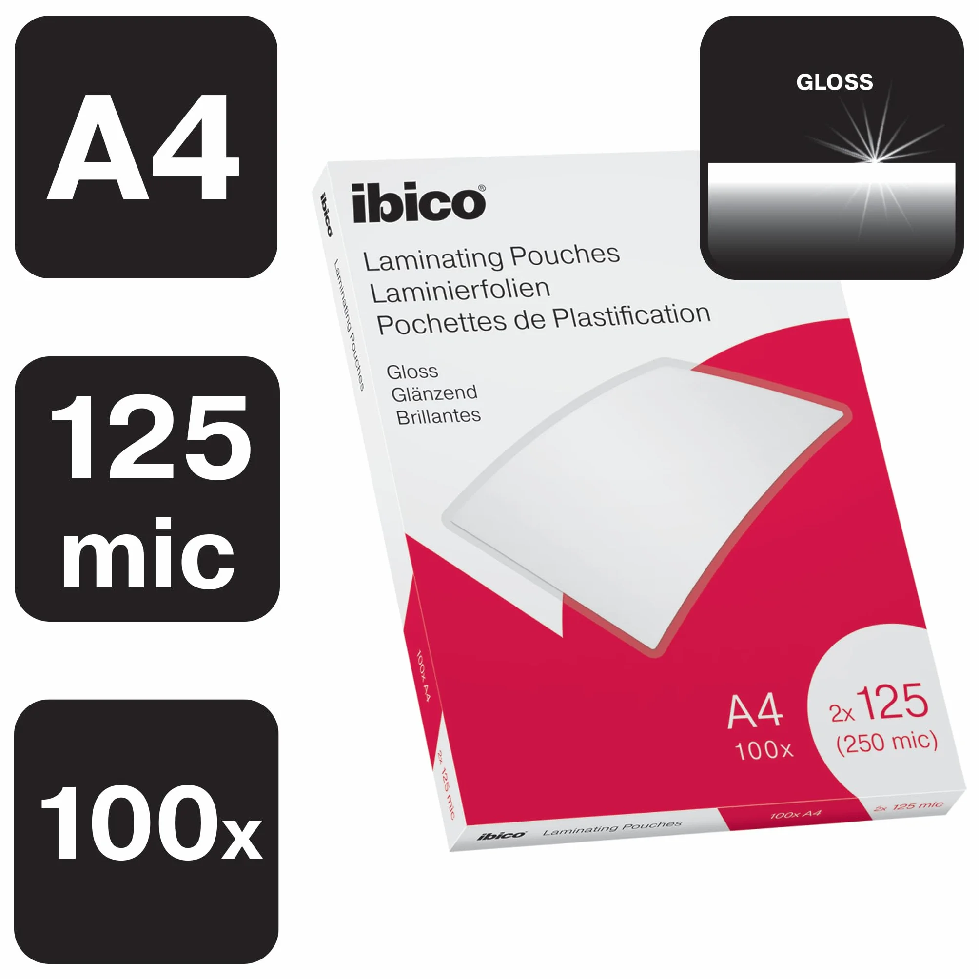 Ibico Carteras Plastificar A4 250 Micras Gloss 100