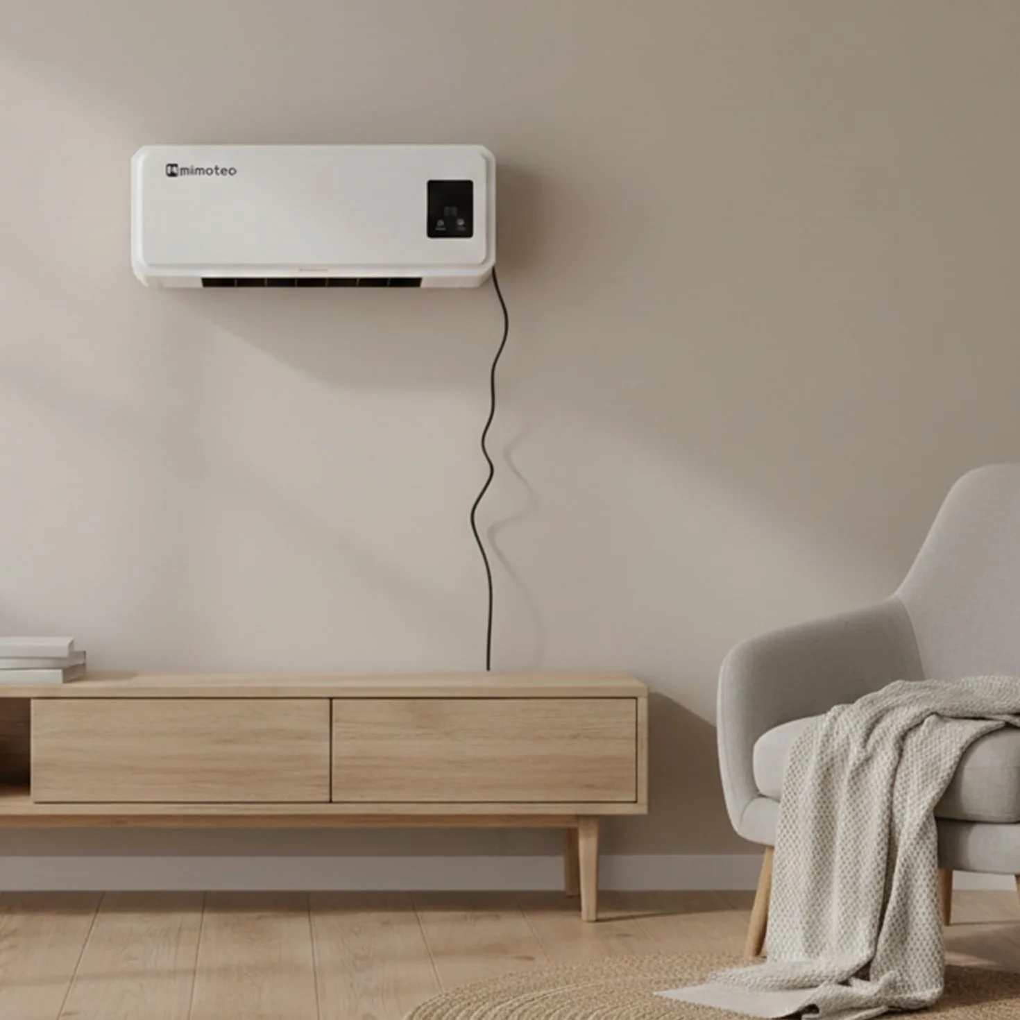 M Mimotec Calefactor Eléctrico de Pared 2000W, Silencioso <45 dB, con Control Remoto, Pantalla LED y Temporizador, Protección Contra Sobrecalentamiento, Ideal para Estancias de 20–25 m²