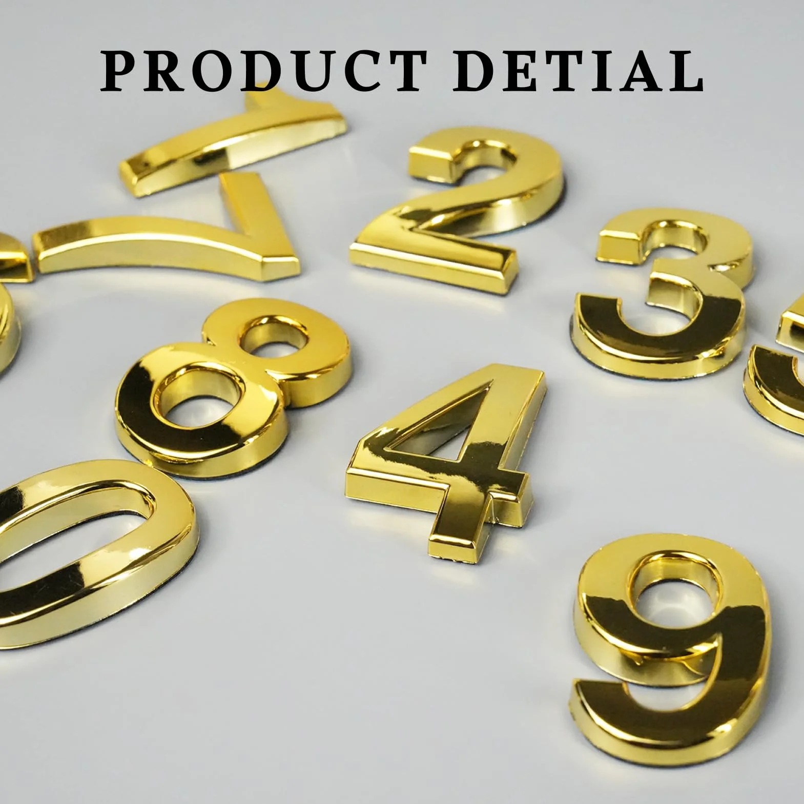 Numeros Adhesivos 5Cm,Numeros Para Habitaciones De Hotel,Numeros Adhesivos Para Buzón 3d Placas De Matrícula Del 0 Al 9 Para Casas Pisos, Oficinas Y Buzones (Dorado, 50mm 10pcs)