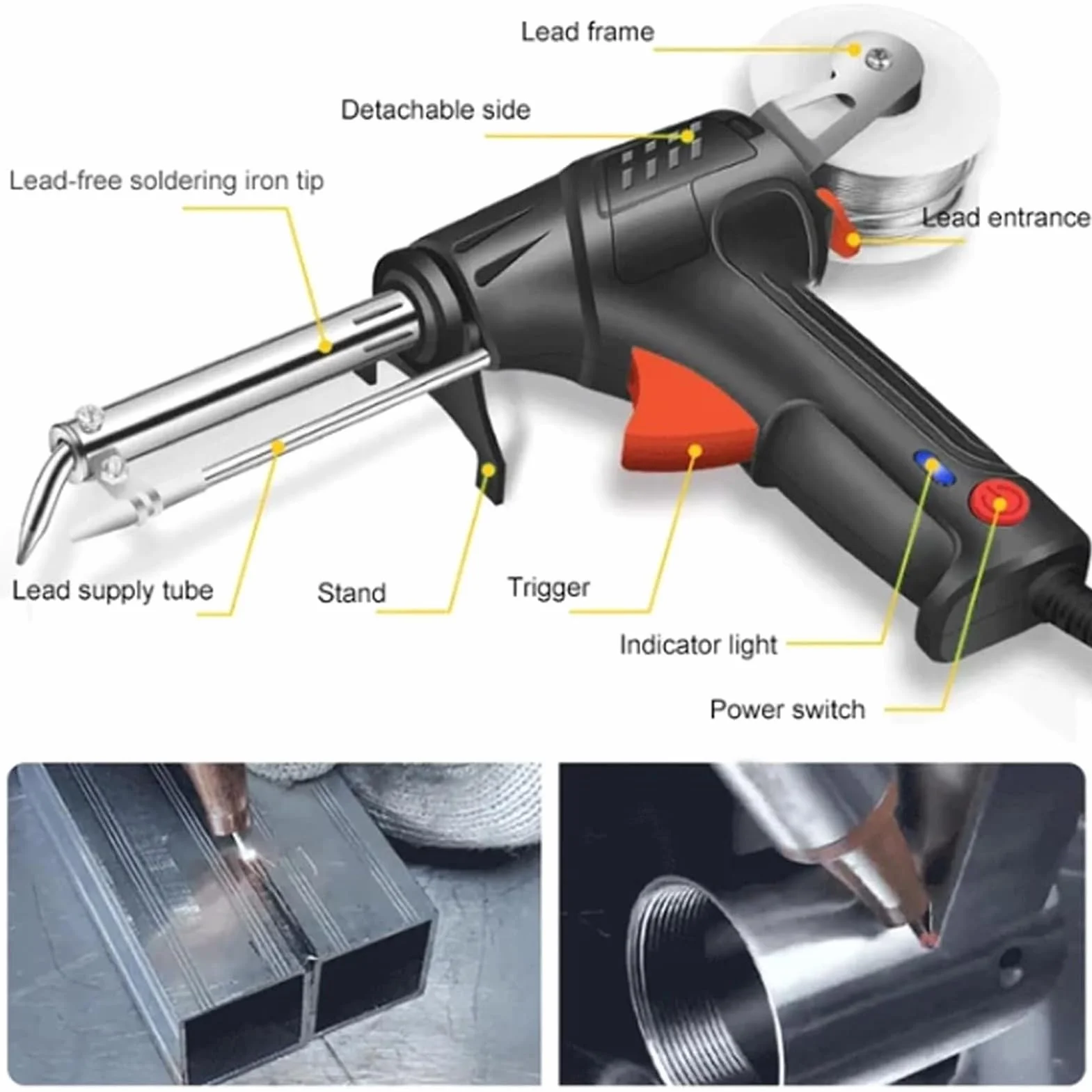Herramientas de soldadura láser industriales con calentamiento interno, juego de pistola de soldadura multifunción, soldador de mano (Green,External Heat)