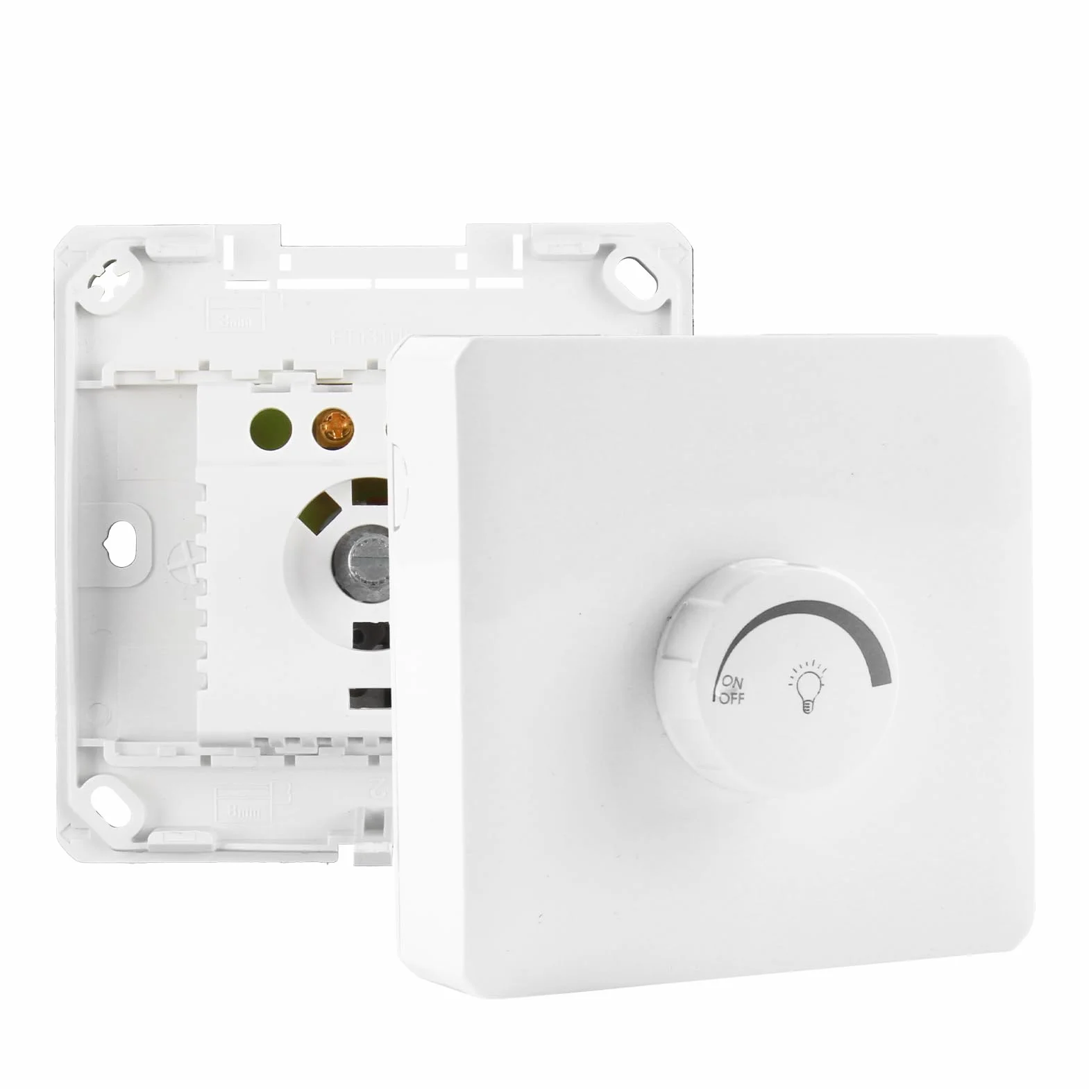 Regulador de intensidad para lámpara LED, interruptor de luz regulable 86 * 86mm 110-250V 10-16A 1-400W, interruptor empotrado, botón giratorio, regulación de velocidad sin etapas para lámparas