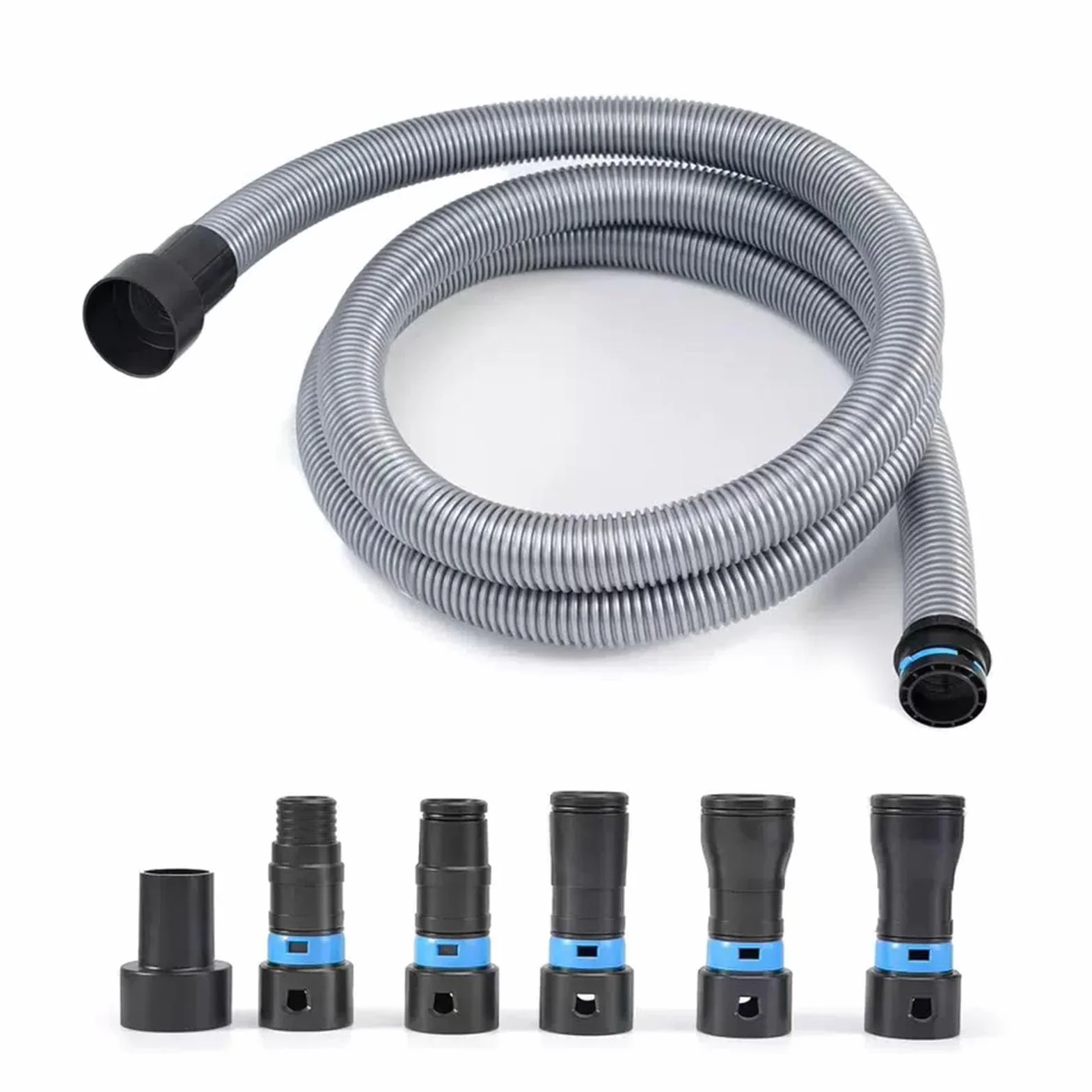Kit de Manguera de Recolección de Polvo con 6 Adaptadores, Manguera de Aspiradora de 1-1/4 Pulgadas X 10 Pies con Succión Ajustable para Herramientas Eléctricas, Lijadoras y