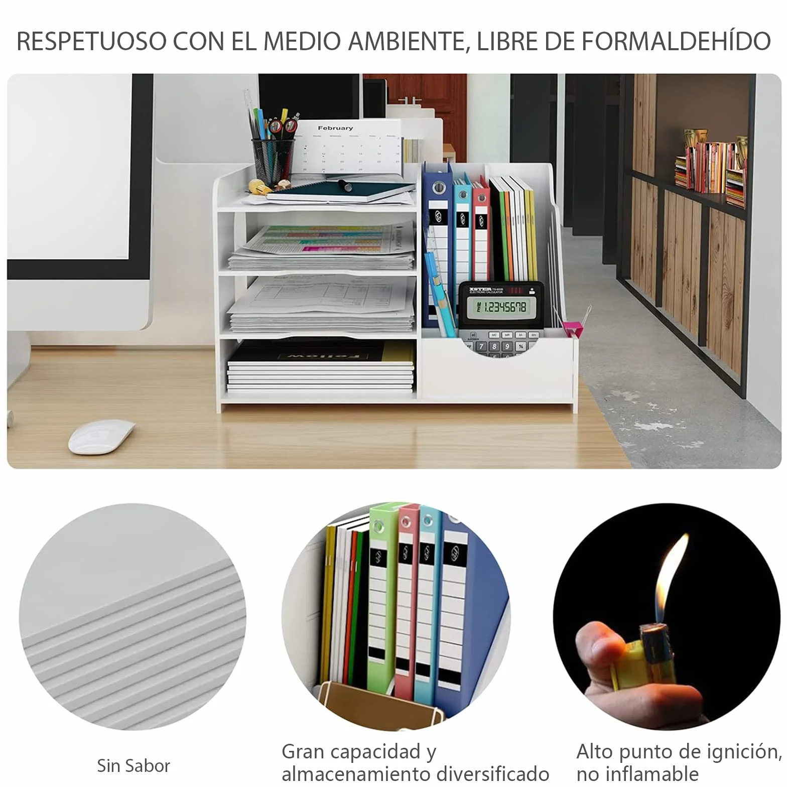 PUNCIA Archivador de Documentos A4 PVC Bandeja de Papel Escritorio Organizador de Archivos Almacenamiento Oficina