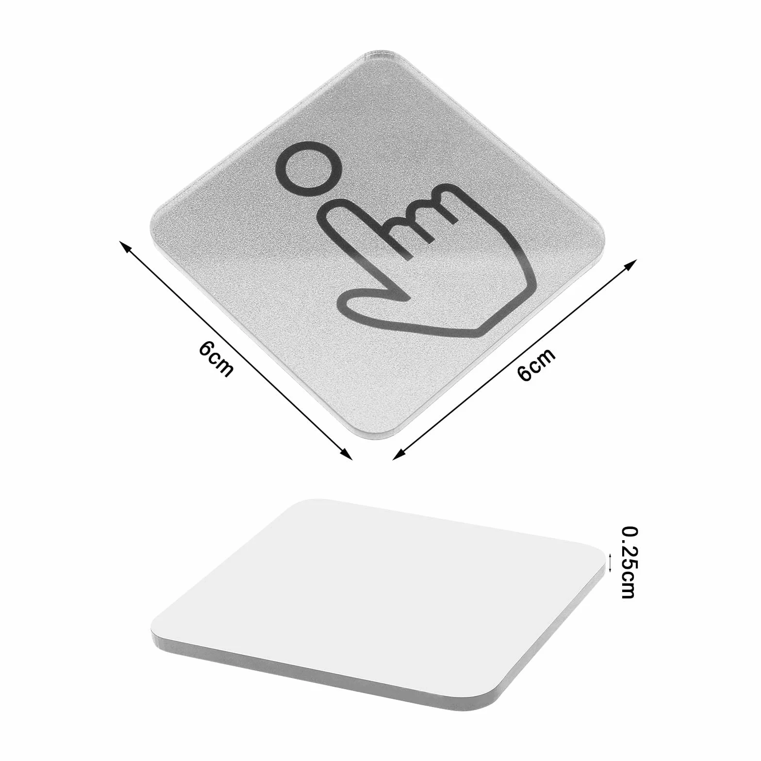 SG Store 2 letreros acrílicos para timbre de puerta, autoadhesivos, impermeables, accesorios para la oficina en casa, 6 x 6 x 0,25 cm, color plateado