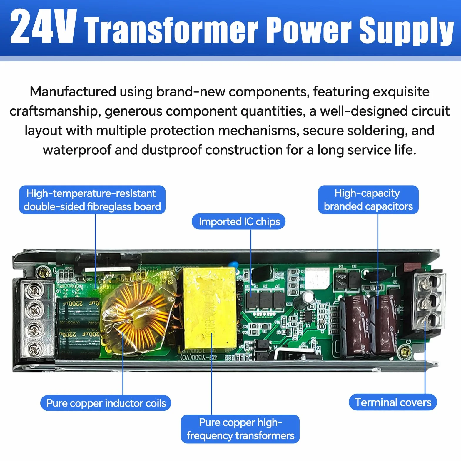 Transformador 220V a 24V 400W LED Driver, Fuente de Alimentación AC 220, 230 V a DC 24 V Driver de Bajo Tensión, Controlador Voltaje Constante para Tiras LED,2PCS
