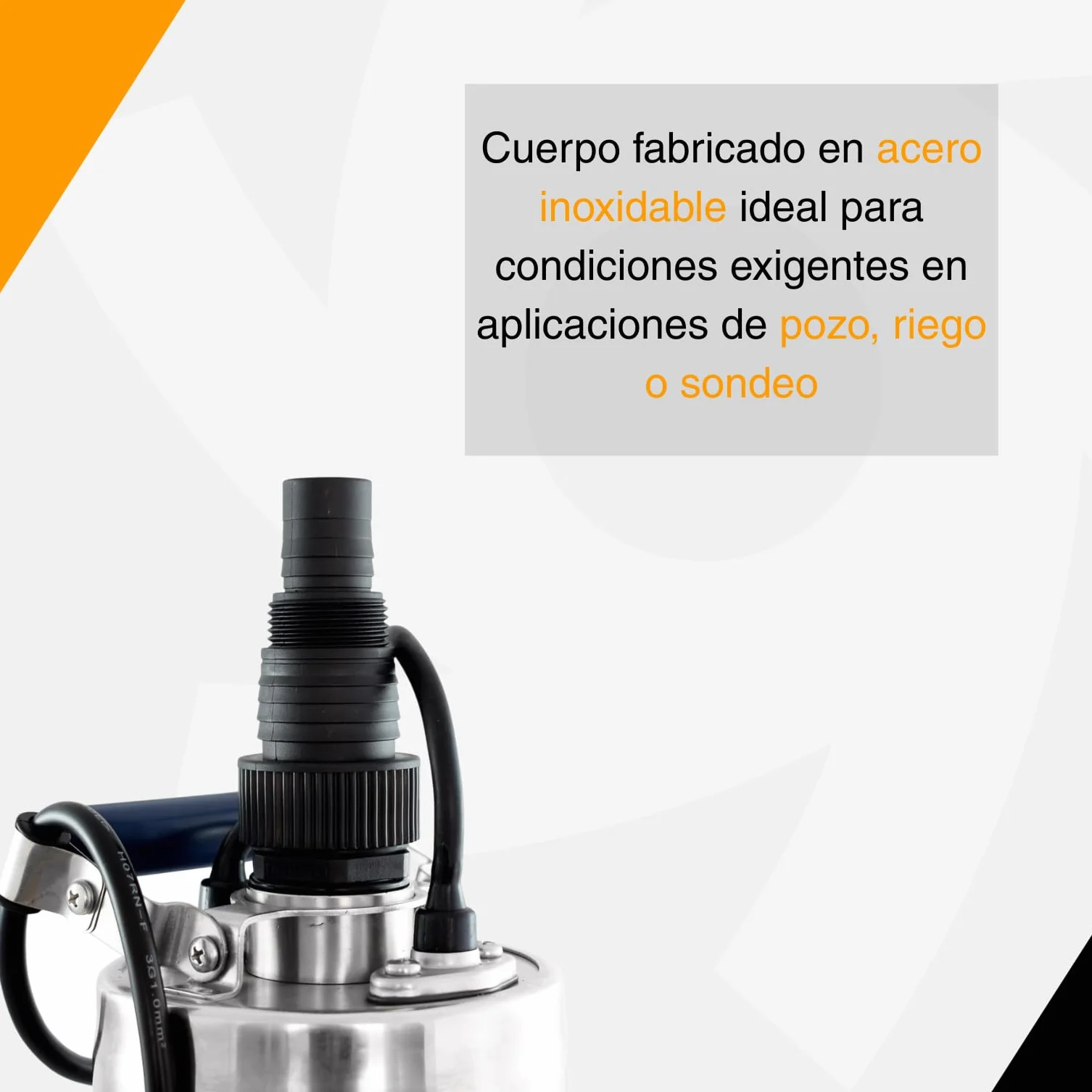 ESPA LEADER Bomba Sumergible BORA 95 4M 1200W, Caudal Máx 5.500 l/h, Altura 54m, Acero Inoxidable