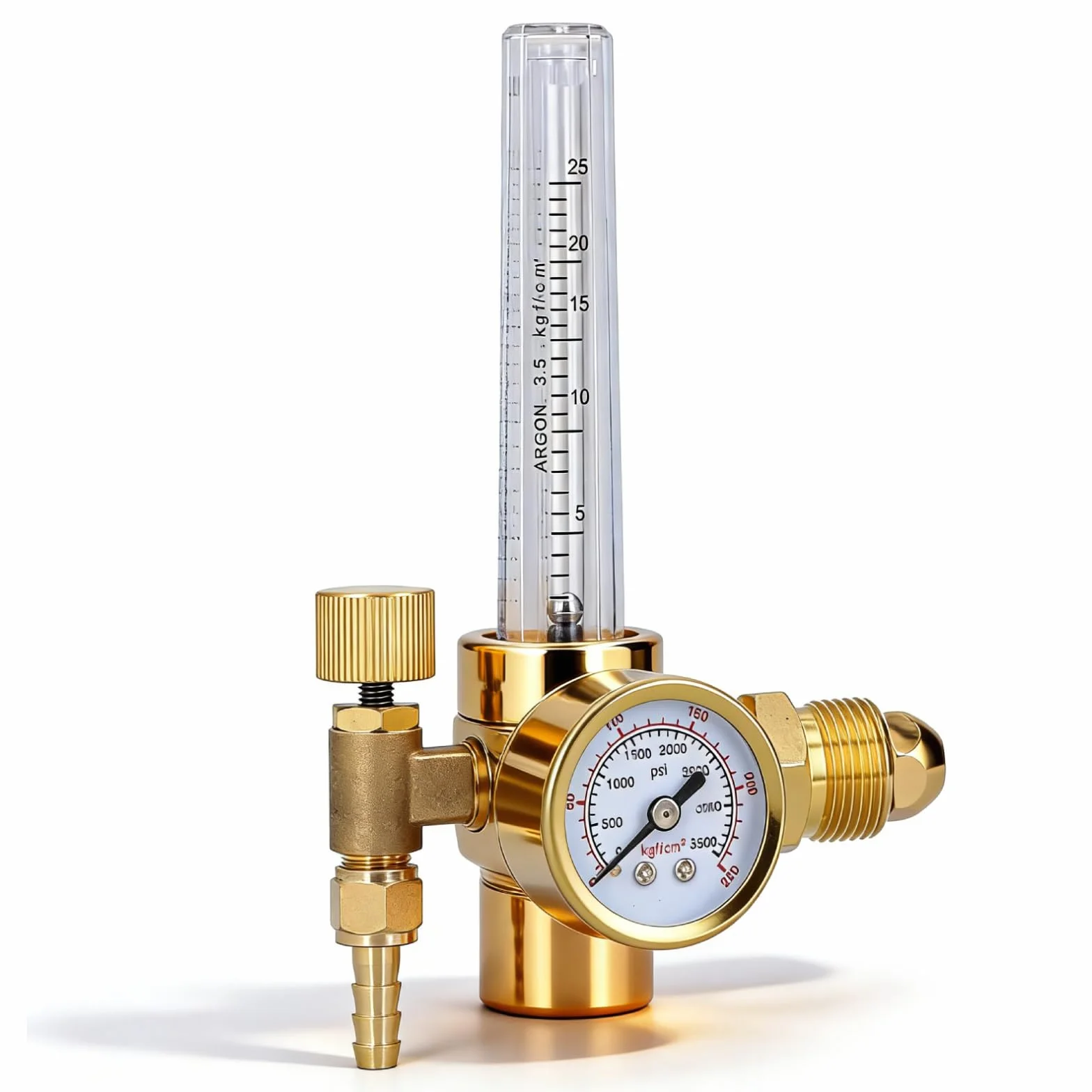 Regulador Gas Argón CO2, Reductor De PresióN Para Gas De Protección Argon/CO2 Con Medidor De Flujo, 0-3500 PSI, 0-25LPM, Cga580 Entrada, Regulador Para Gas De Soldadura MIG y TIG