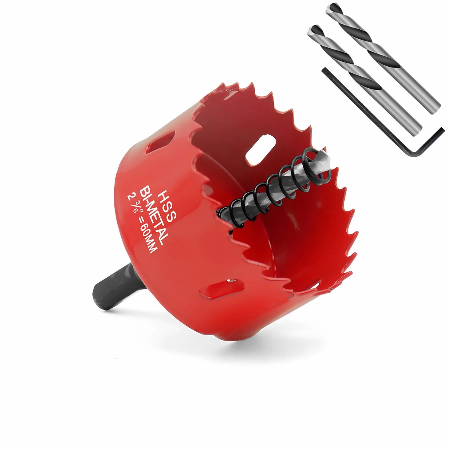 Sierras de Corona 60mm,M42 HSS Bi-Metal Corona Taladro,Corona Metal para Pladur Madera Plástico,1 pieza Rojo