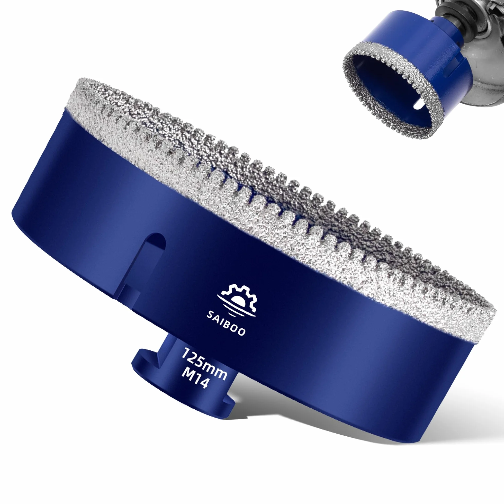 Broca de Diamante 125mm Sierra Perforadora de Diamante Broca para Azulejos para Porcelánico Cerámica Mármol Granito Piedra, para Amoladoras Angulares (M14 Rosca)