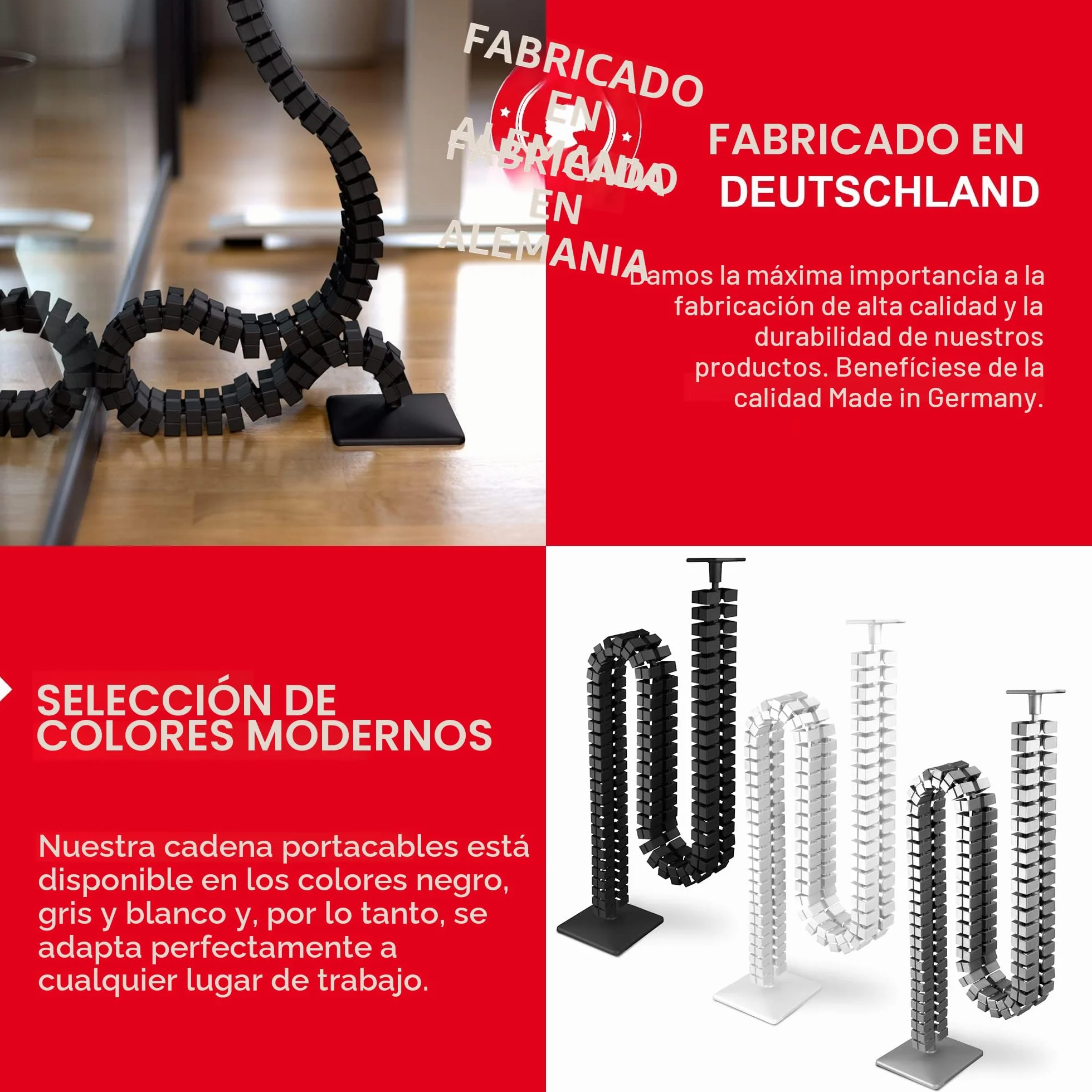 OL Oskar Lehmann Cuba Slim Line - Guía para cables (1260 mm, cuadrada), color negro