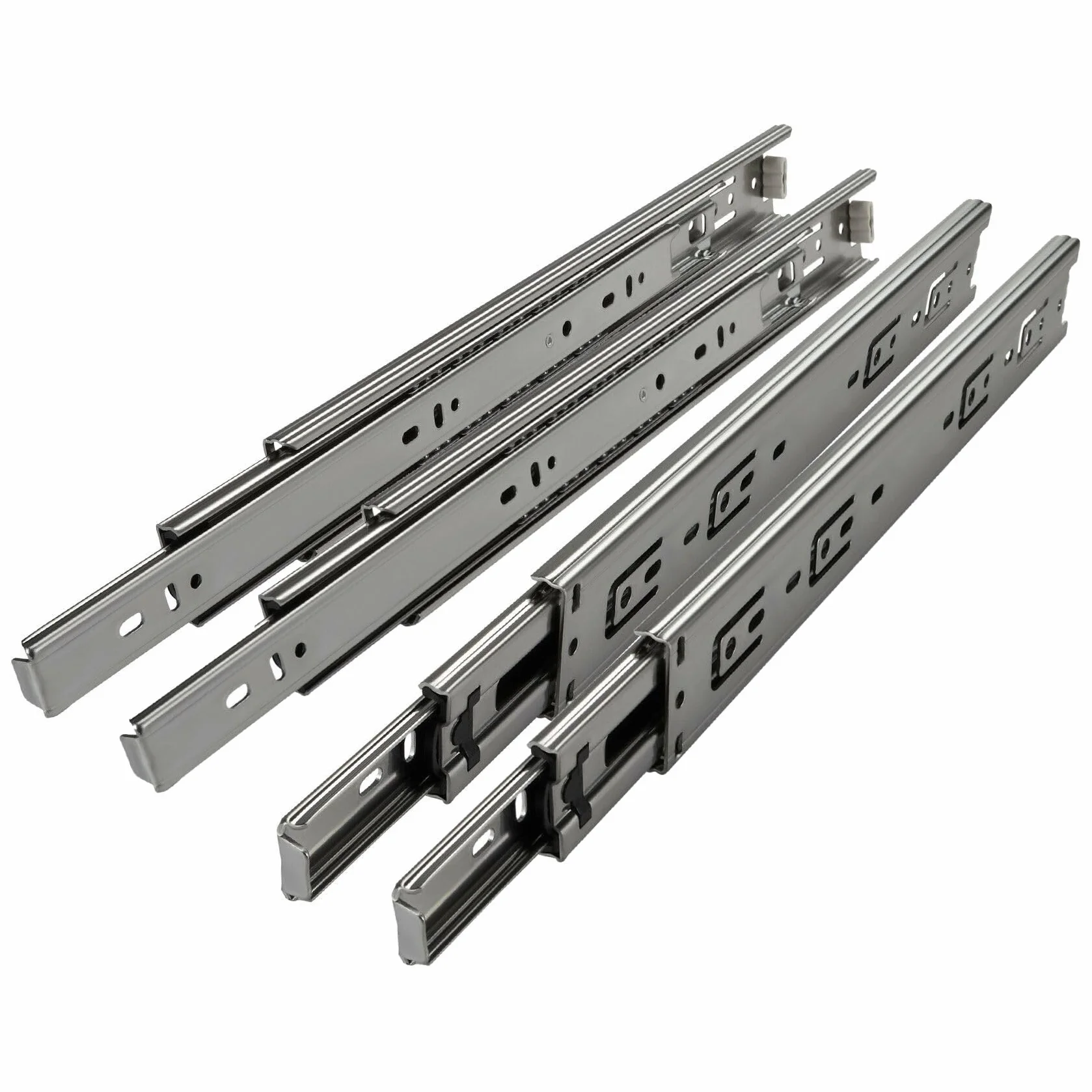 2 pares (4 piezas) SO-TECH® Guía para Cajón de Extracción total Carril de Cajón Argénteo 750 mm (cerrado) Rodamiento de