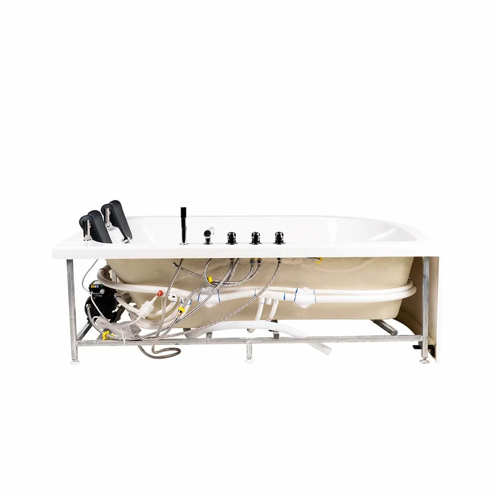 Home Deluxe - Bañera de hidromasaje - BLUE OCEAN XL izquierda, blanca, dimensiones: 180 x 120 x 65 cm - incl. cojín cervical, grifería y bomba de hidromasaje I Bañera de hidromasaje para 2 personas,