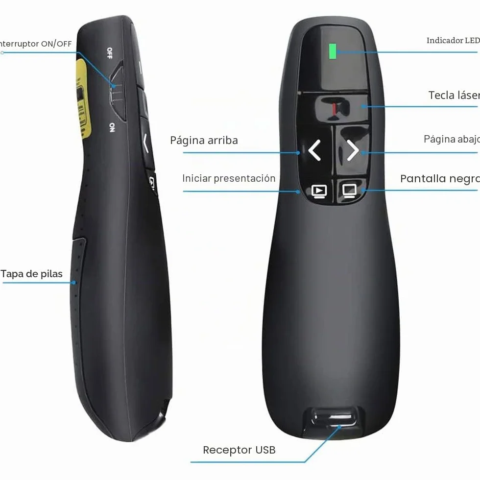 Presentador Inalámbrico 2,4GHz Powerpoint Puntero USB para Windows Mac