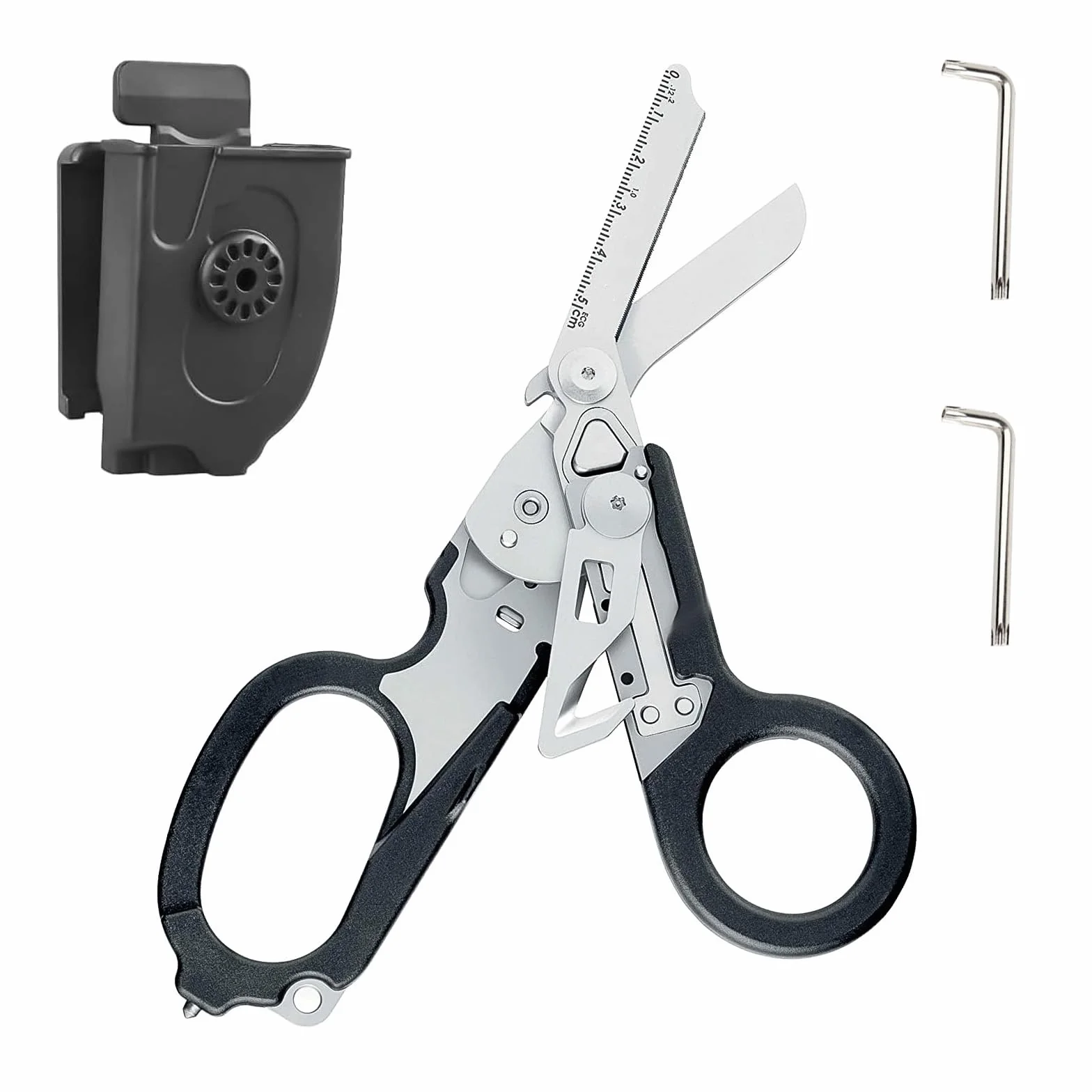 Raptor Response Tijeras de emergencia, tijeras de rescate multiherramienta con 6 funciones, tijeras plegables de acero inoxidable para uso profesional o tareas diarias