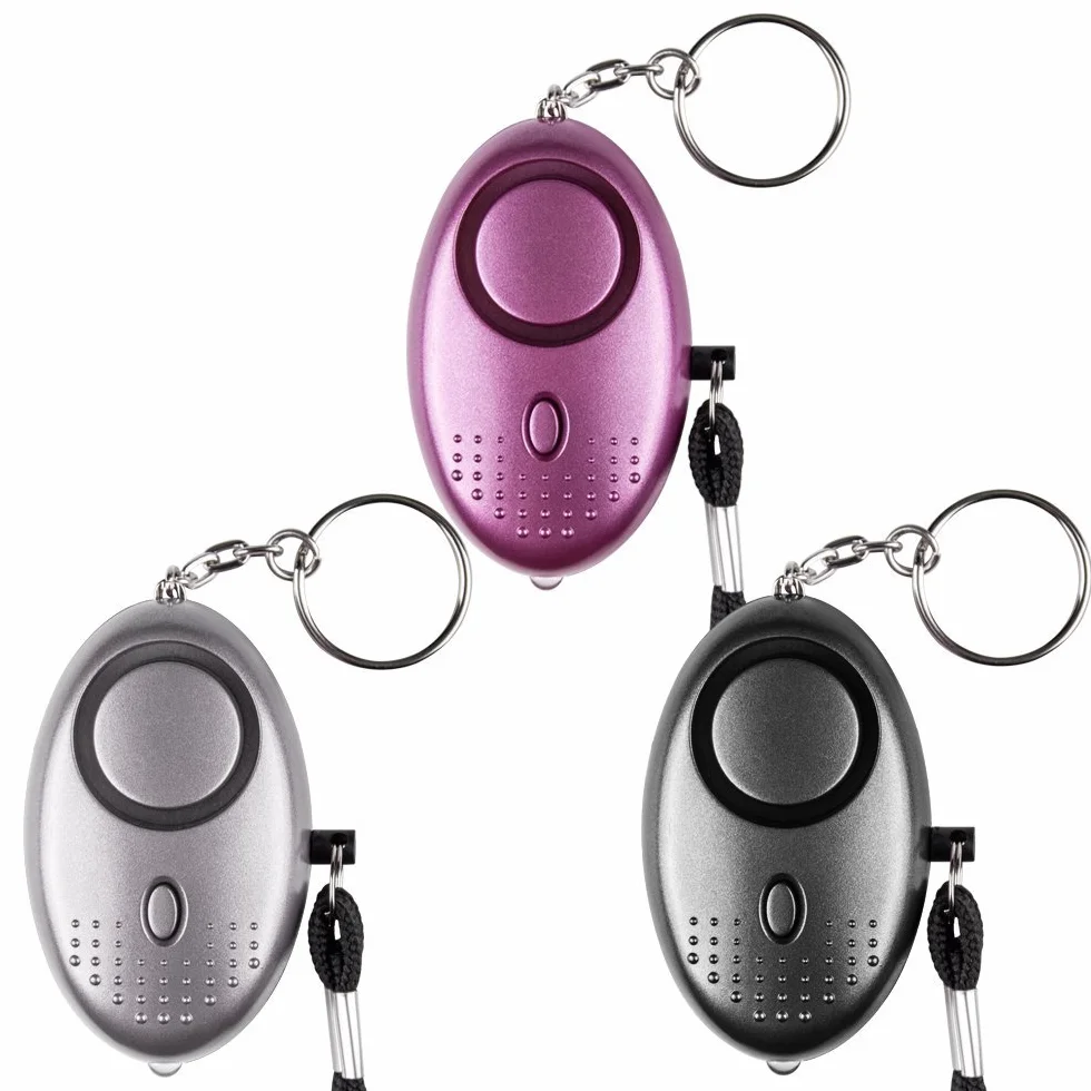Alarma Personal de Emergencia [Paquete de 3] Qoosea Scream Safesound Alarma 140dB Linterna LED para niños/Mujeres/Ancianos/protección (Negro + Plata + púrpura)