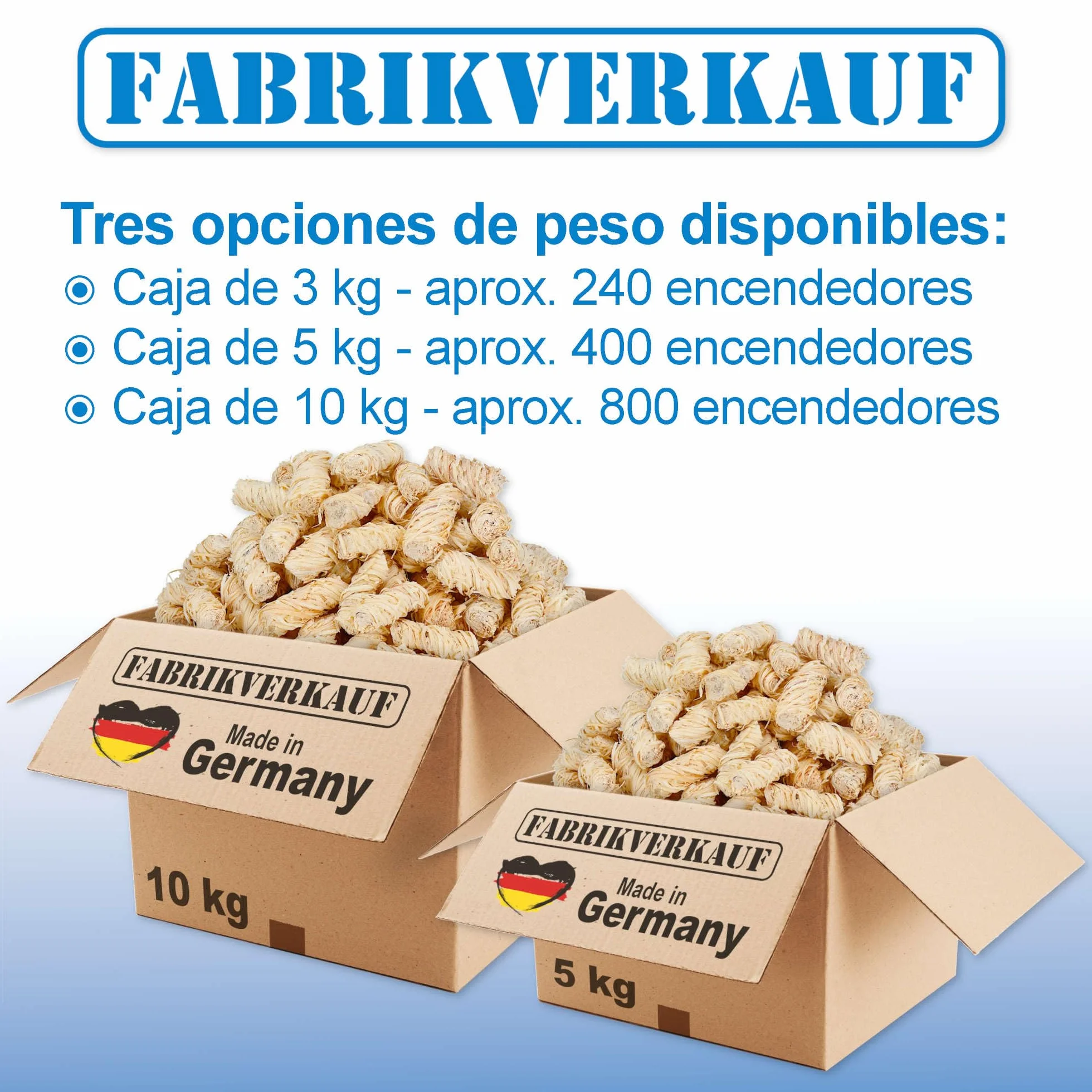 FABRIKVERKAUF (10 kg / 800 Piezas) Encendedor ecológico para chimeneas y barbacoas - Madera Natural y Cera Vegetal - Lana de leña, Pastillas de Encendido - Ideal para Chimenea, Estufa, Fuego, Fogatas