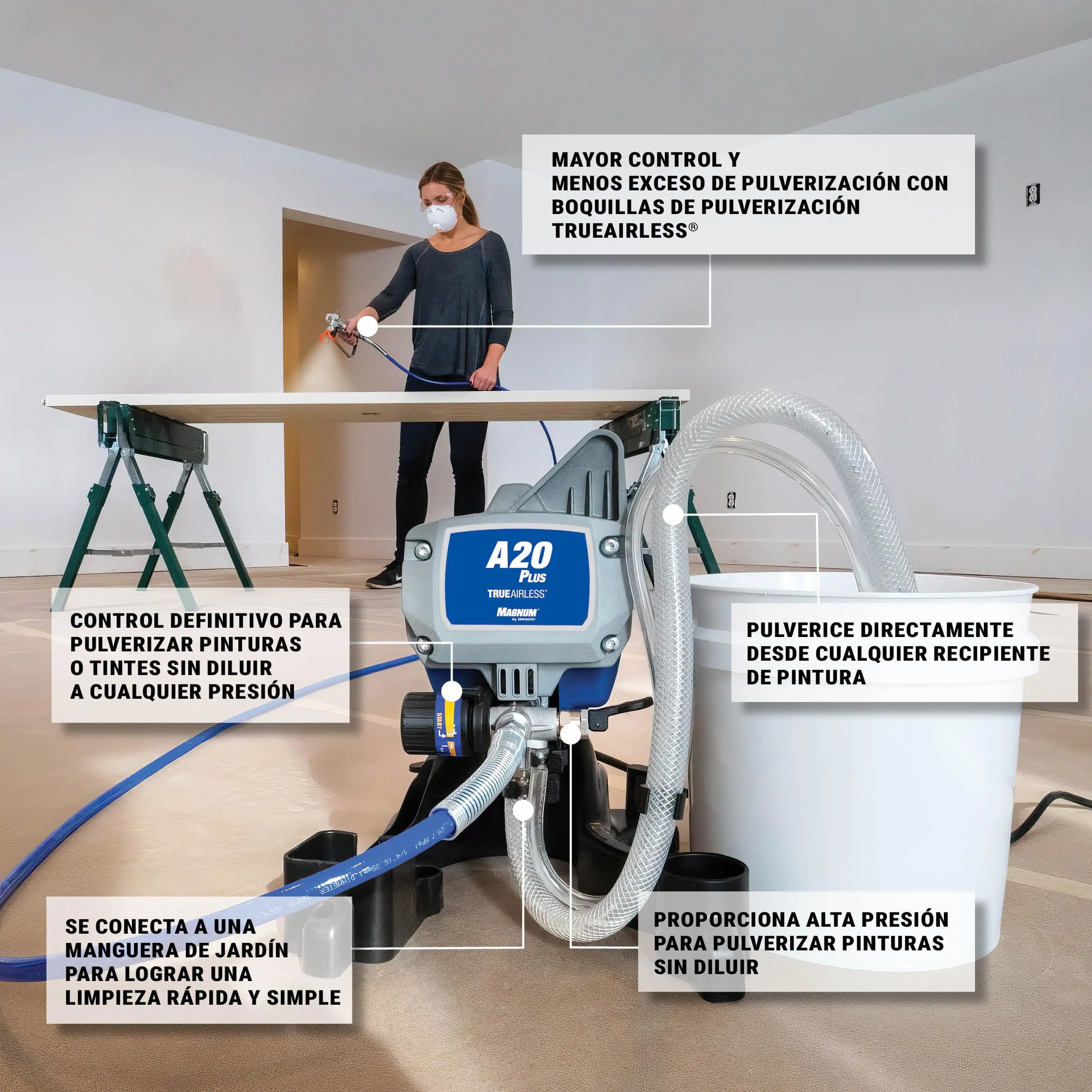 Magnum by Graco 17C243 Pulverizador de Pintura airless A20 Plus, Uso doméstico (caudal de 0,9 l/min, máx. presión 207 Bar)